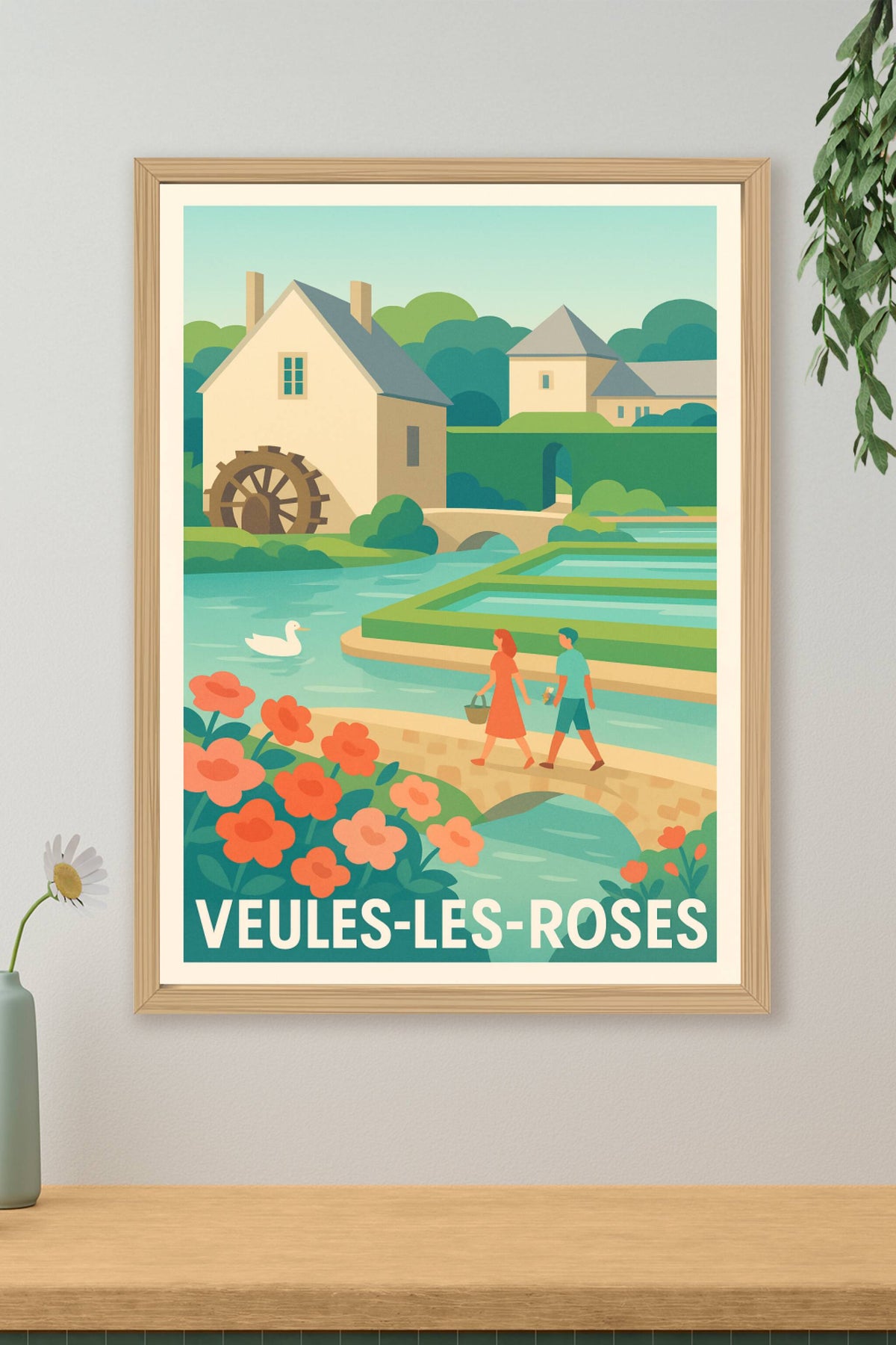 Affiche Veules-les-Roses — Charme bucolique et douceur normande · poster d'art de Veules-les-Roses