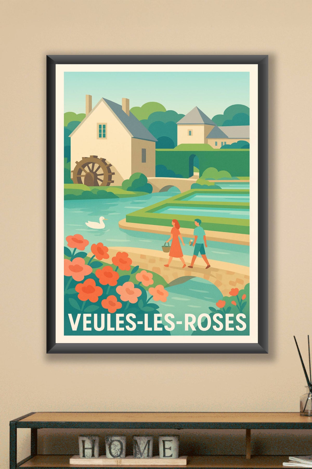 Affiche Veules-les-Roses — Charme bucolique et douceur normande · poster d'art de Veules-les-Roses