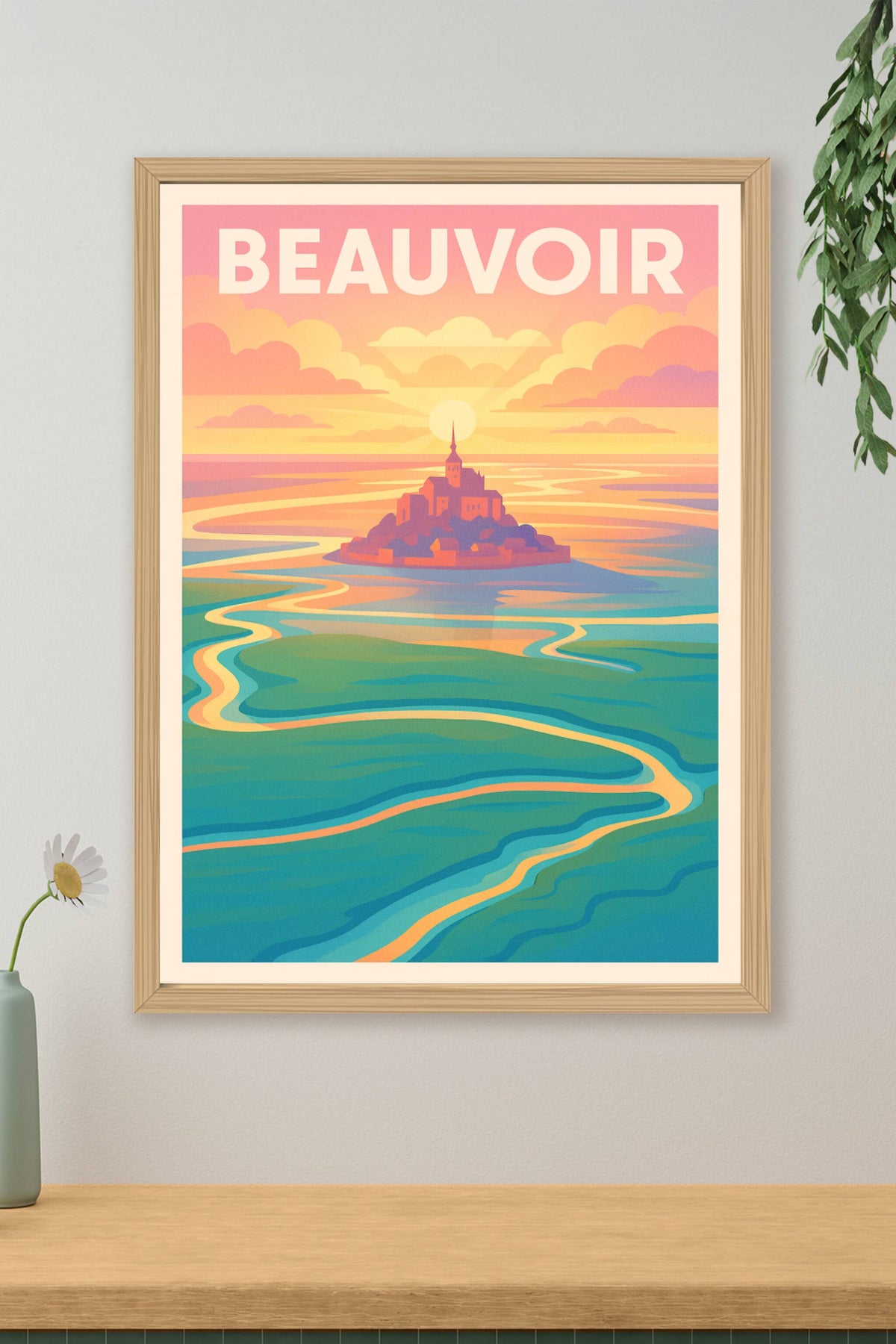 Affiche Beauvoir — L'enchantement au coucher du soleil · poster d'art de Beauvoir