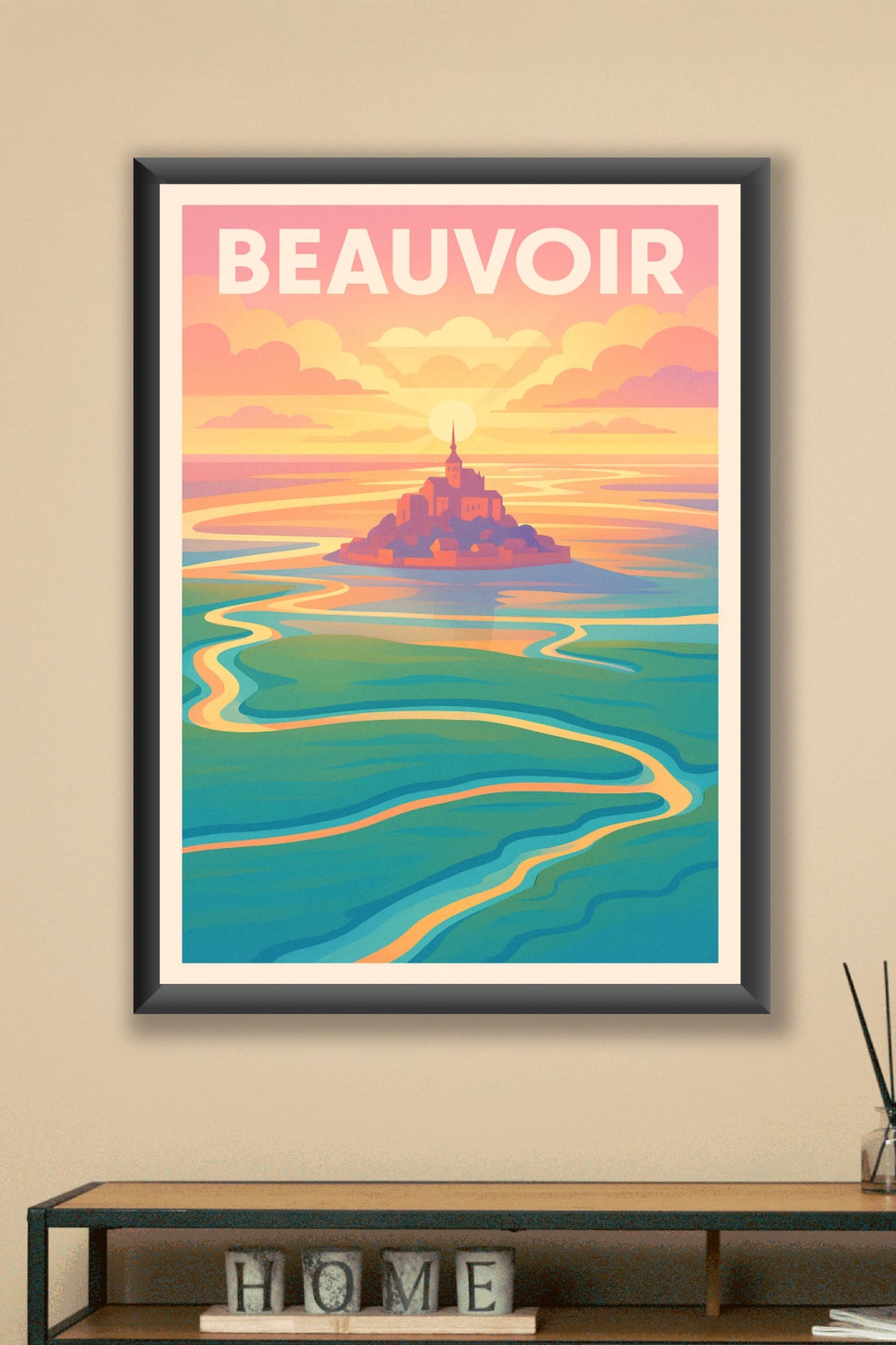 Affiche Beauvoir — L'enchantement au coucher du soleil · poster d'art de Beauvoir