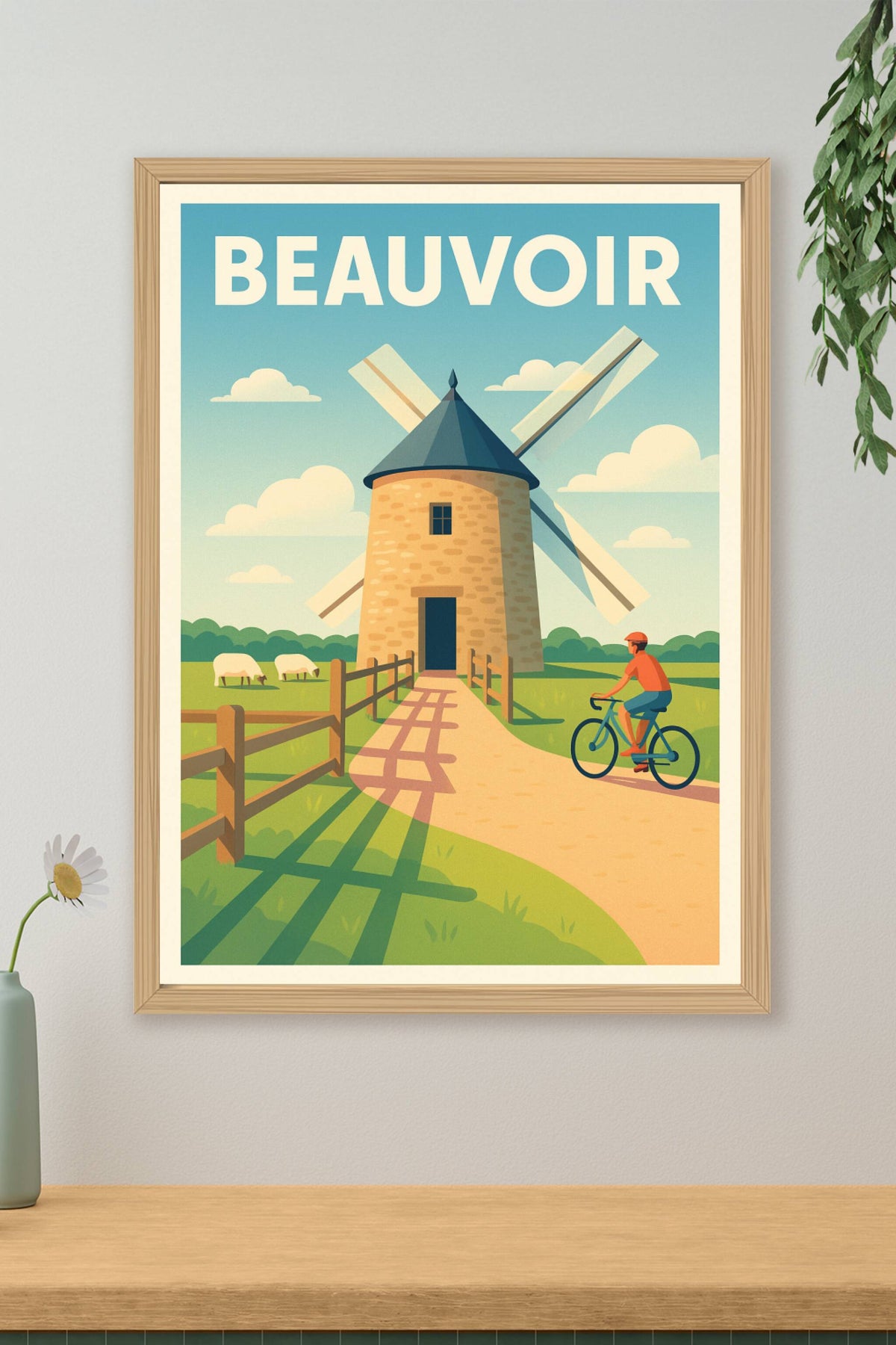 Affiche Beauvoir — Douce balade au moulin · poster d'art de Beauvoir