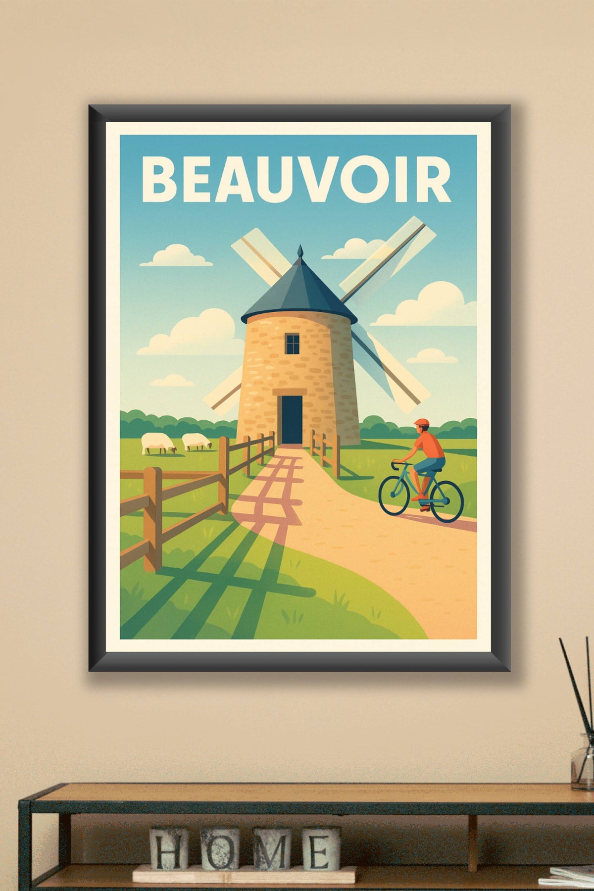 Affiche Beauvoir — Douce balade au moulin · poster d'art de Beauvoir