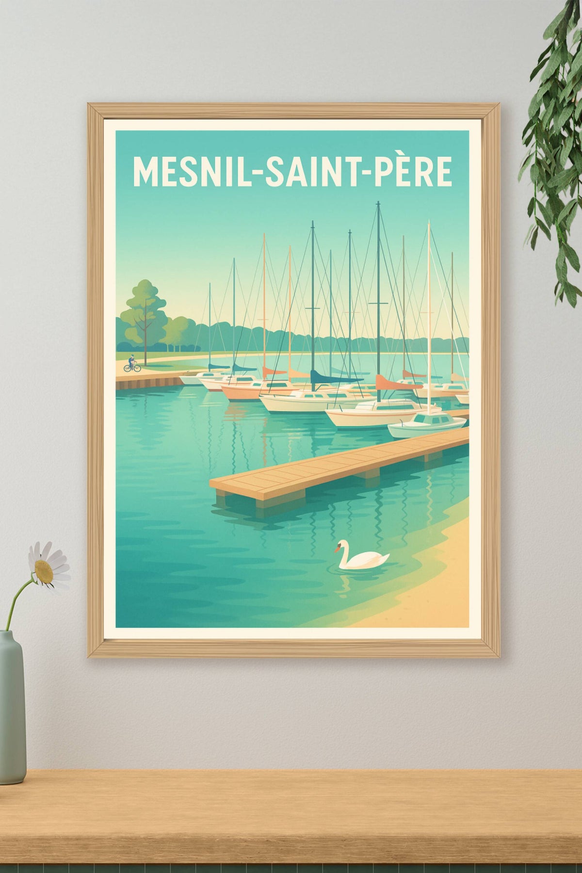 Affiche Mesnil-Saint-Père — Havre de paix au bord de l'eau · poster d'art de Mesnil-Saint-Père