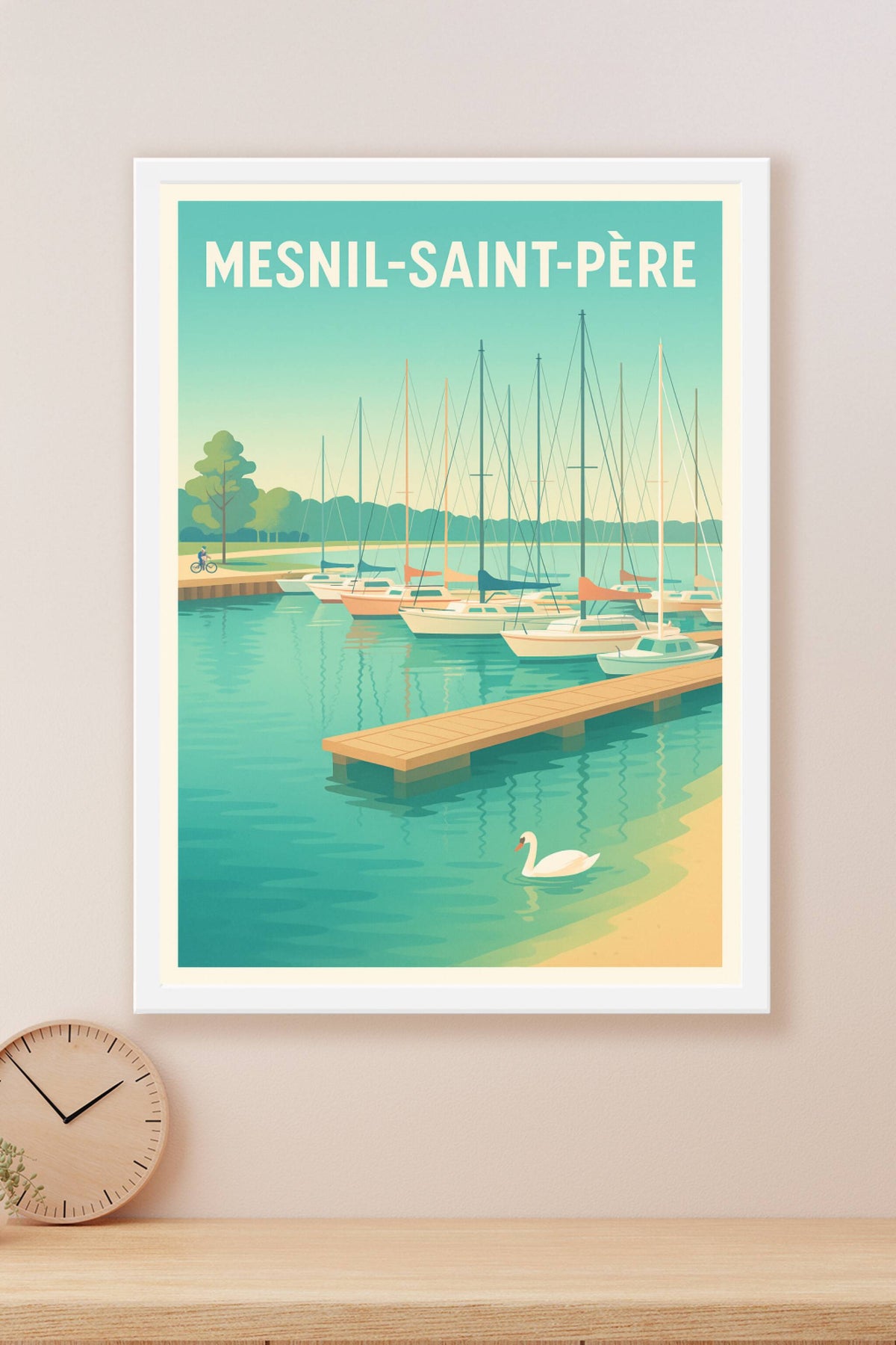 Affiche Mesnil-Saint-Père — Havre de paix au bord de l'eau · poster d'art de Mesnil-Saint-Père