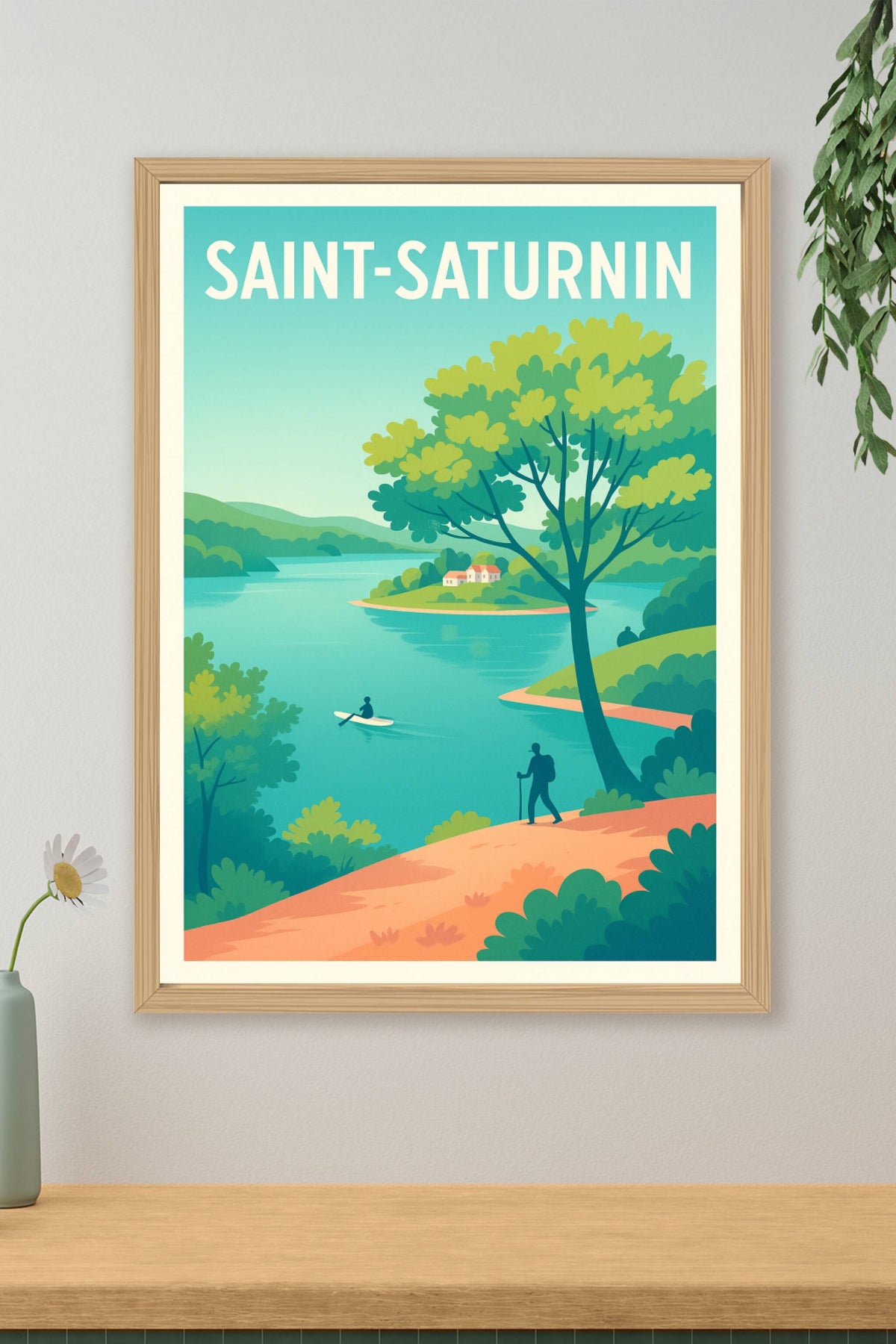 Affiche Saint-Saturnin — Escapade nature au bord de l'eau · poster d'art de Saint-Saturnin