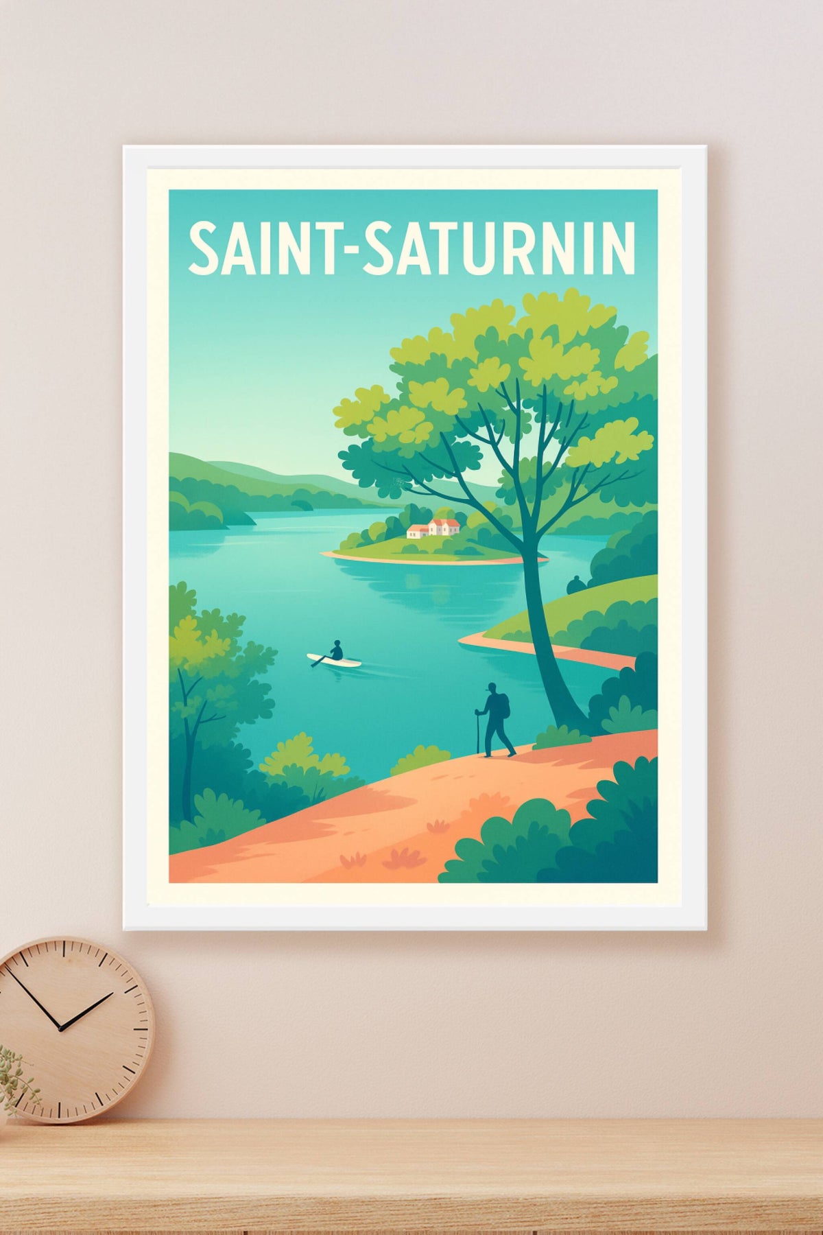 Affiche Saint-Saturnin — Escapade nature au bord de l'eau · poster d'art de Saint-Saturnin