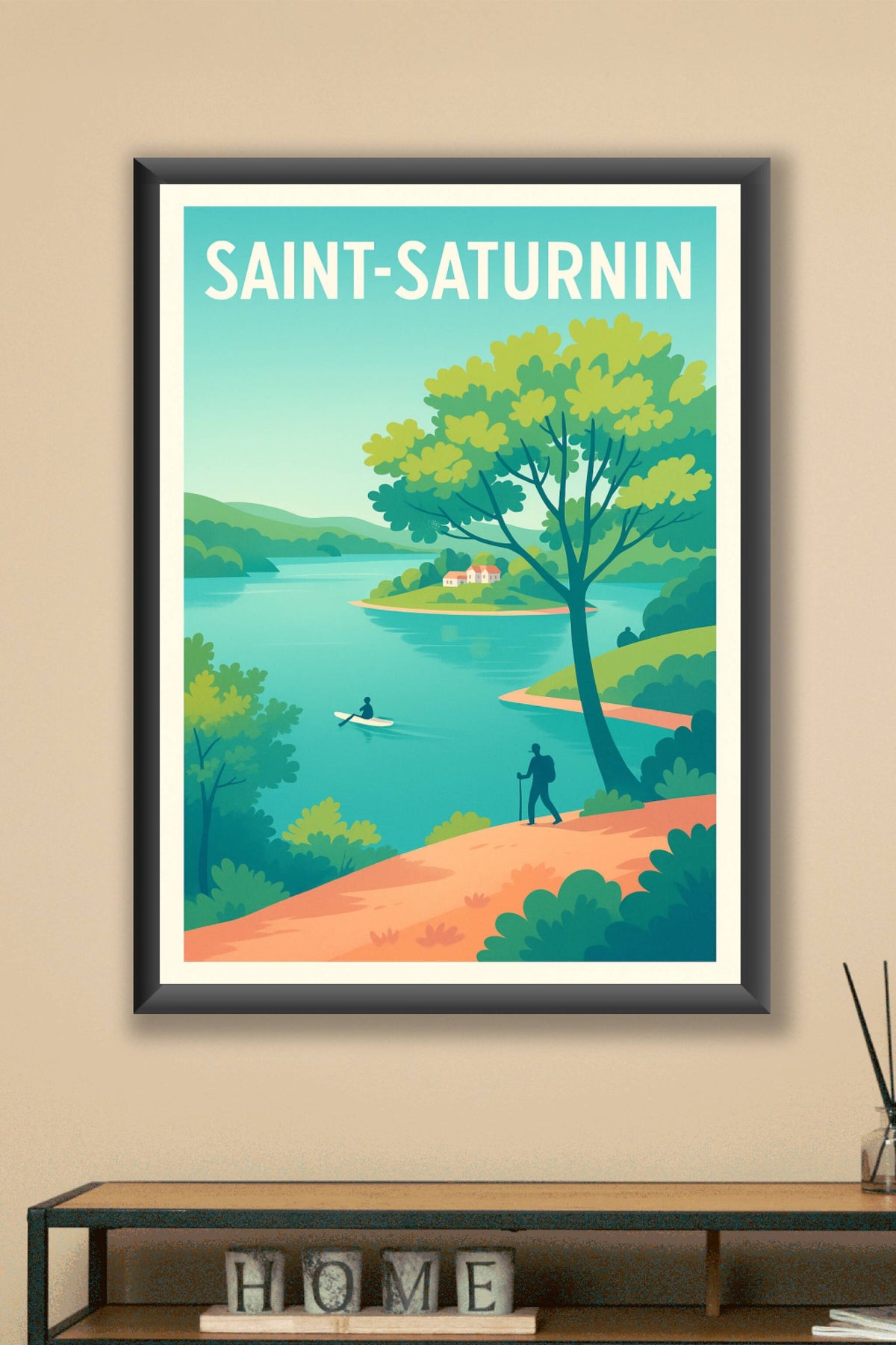 Affiche Saint-Saturnin — Escapade nature au bord de l'eau · poster d'art de Saint-Saturnin