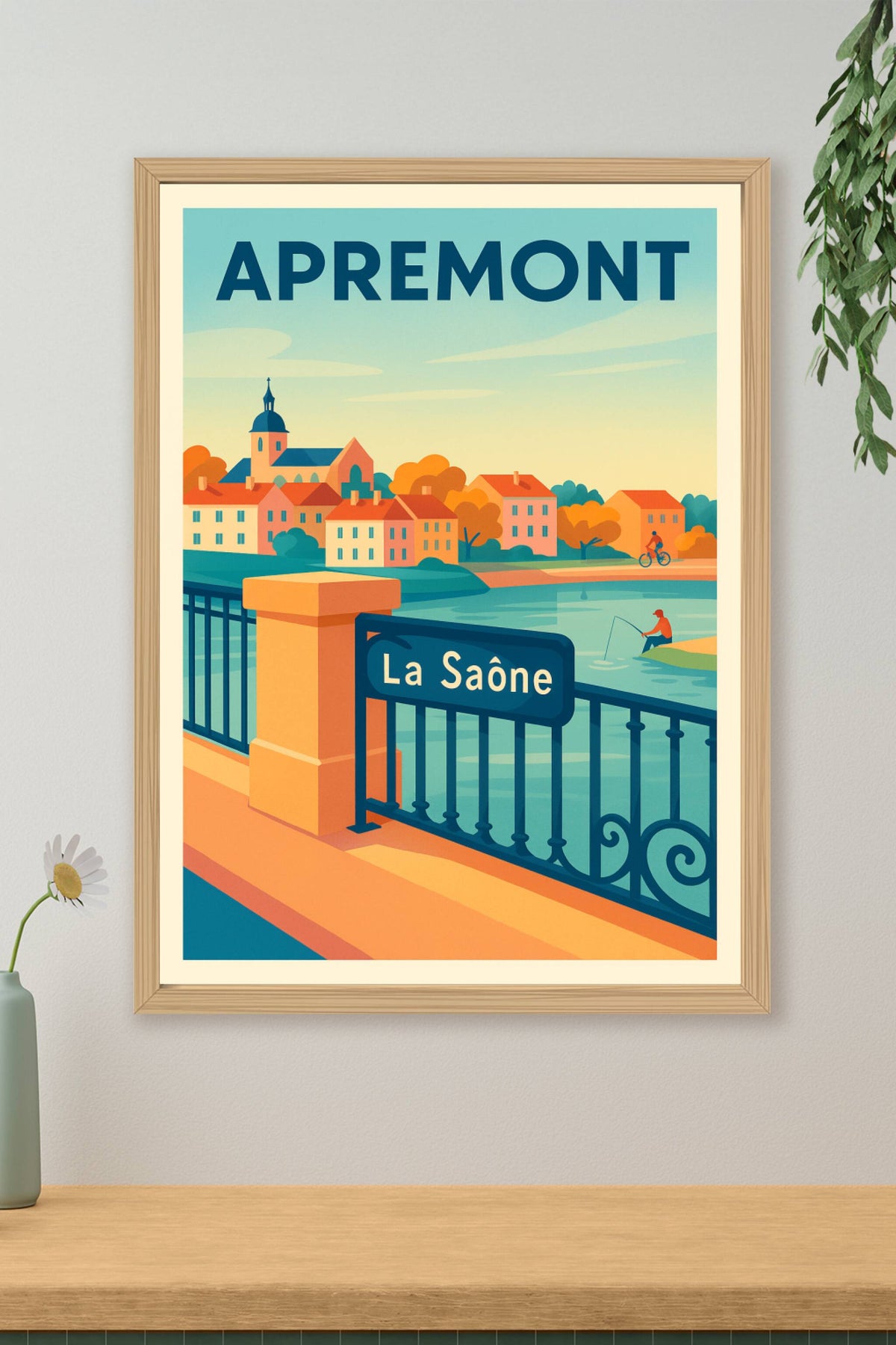 Affiche Apremont — Charme paisible au bord de la Saône · poster d'art de Apremont