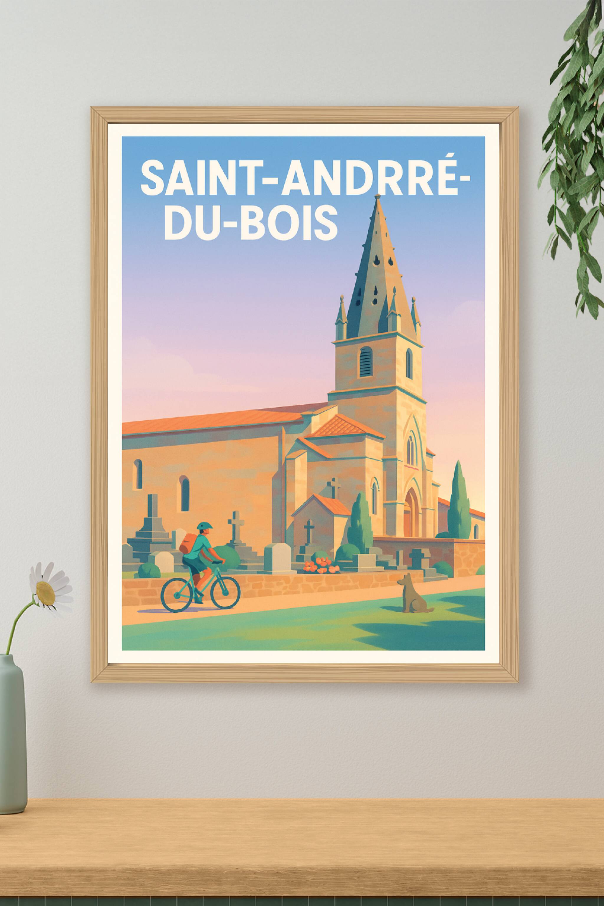 Affiche Saint-André-du-Bois — Charme et Sérénité au Cœur du Village · poster d'art de Saint-André-du-Bois