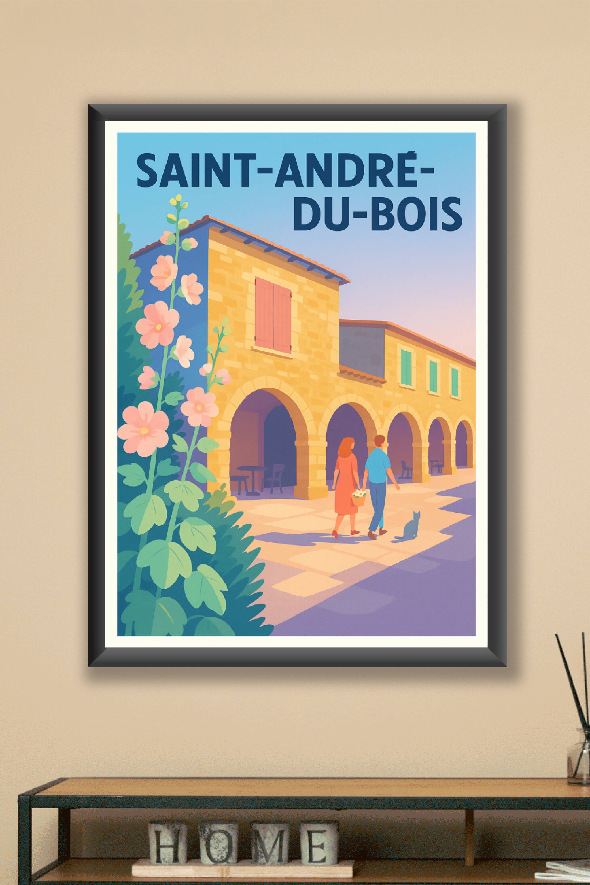 Affiche Saint-André-du-Bois — Charme et Sérénité en Éclat · poster d'art de Saint-André-du-Bois