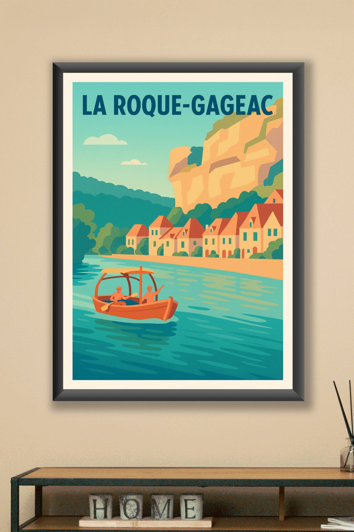 Affiche La Roque-Gageac — Escapade pittoresque en Dordogne · poster d'art de La Roque-Gageac