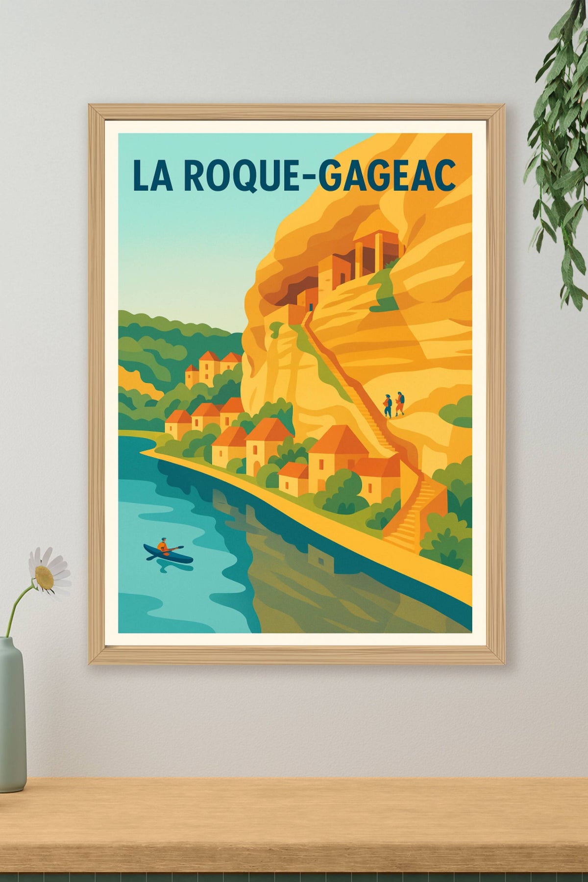 Affiche La Roque-Gageac — Authentique village au bord de l'eau · poster d'art de La Roque-Gageac