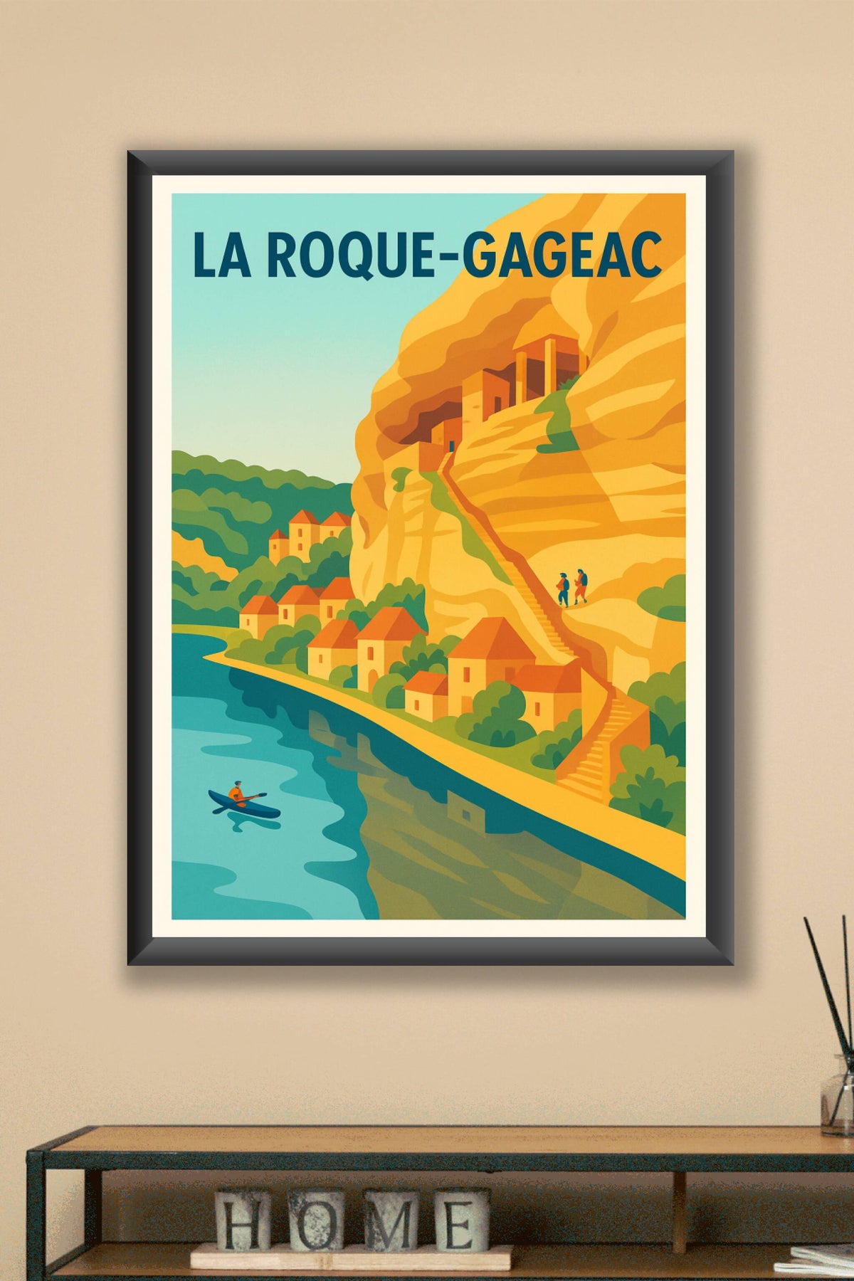 Affiche La Roque-Gageac — Authentique village au bord de l'eau · poster d'art de La Roque-Gageac