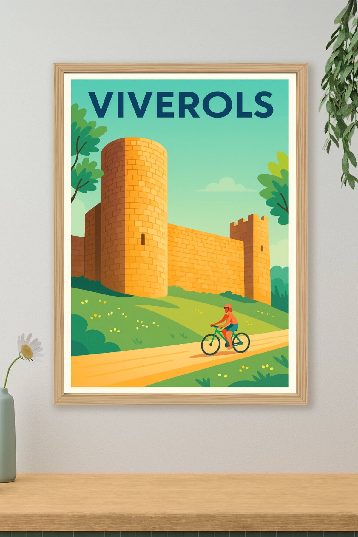 Affiche Viverols — Découvrez le charme médiéval à vélo · poster d'art de Viverols