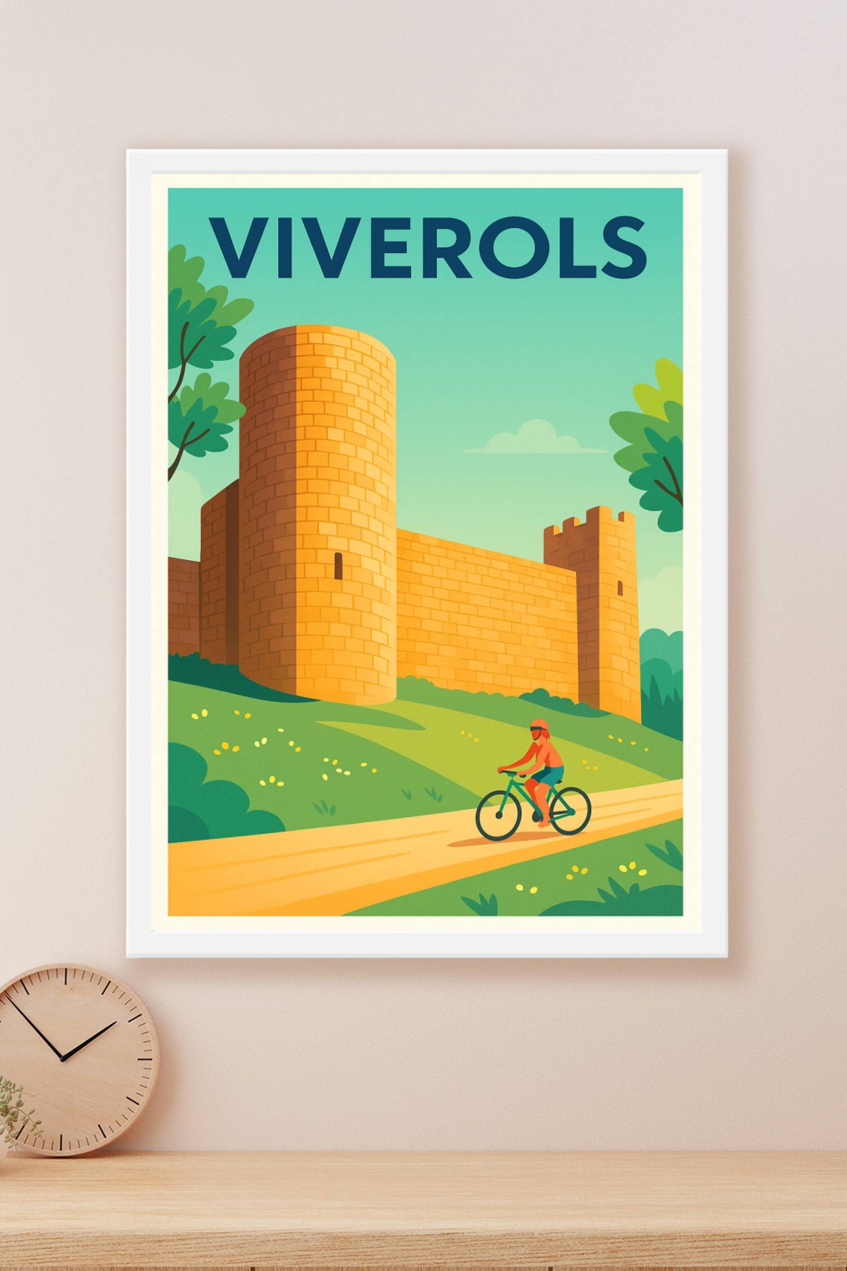 Affiche Viverols — Découvrez le charme médiéval à vélo · poster d'art de Viverols