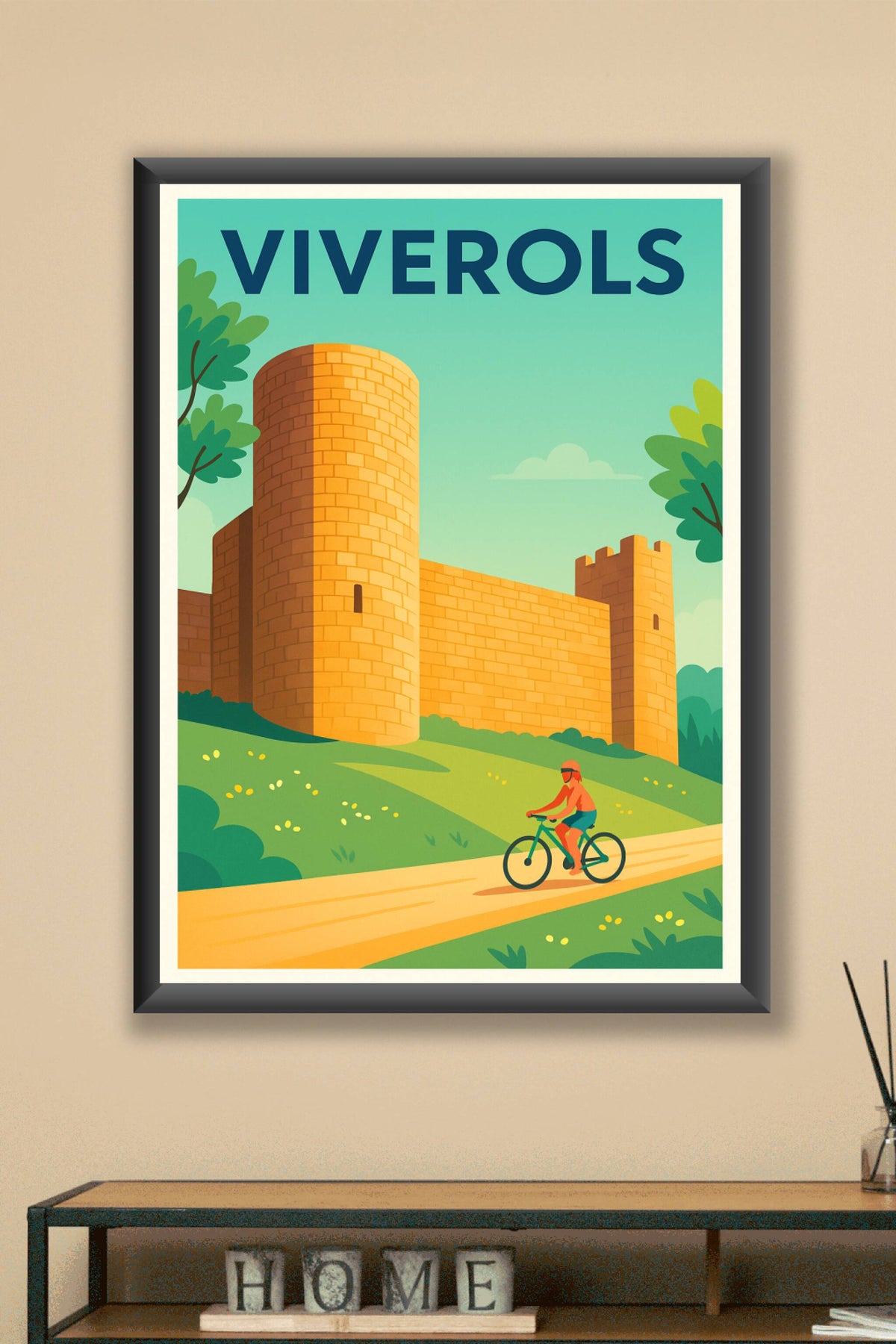 Affiche Viverols — Découvrez le charme médiéval à vélo · poster d'art de Viverols