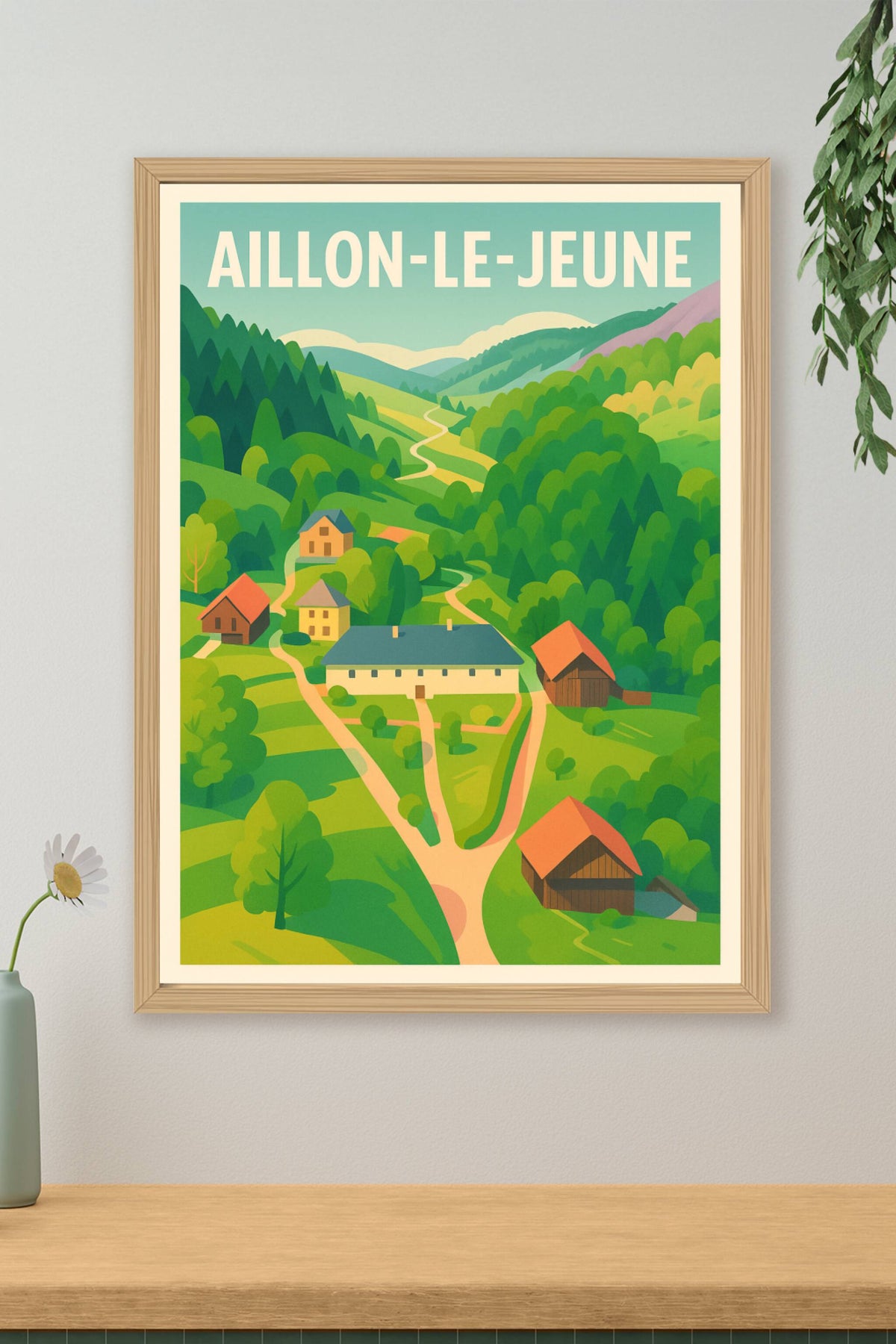 Affiche Aillon-le-Jeune — Un havre de nature préservée · poster d'art de Aillon-le-Jeune