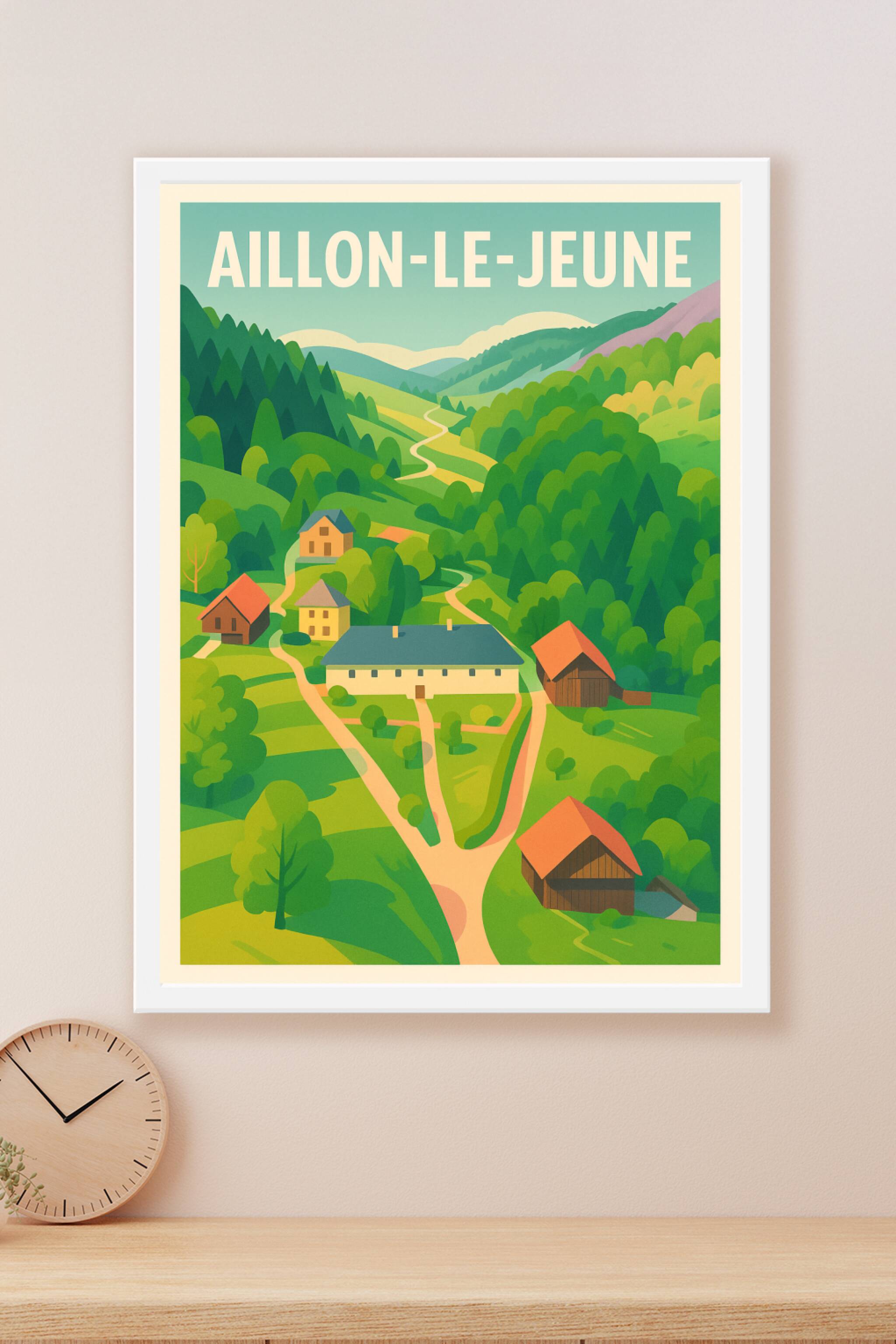 Affiche Aillon-le-Jeune — Un havre de nature préservée · poster d'art de Aillon-le-Jeune