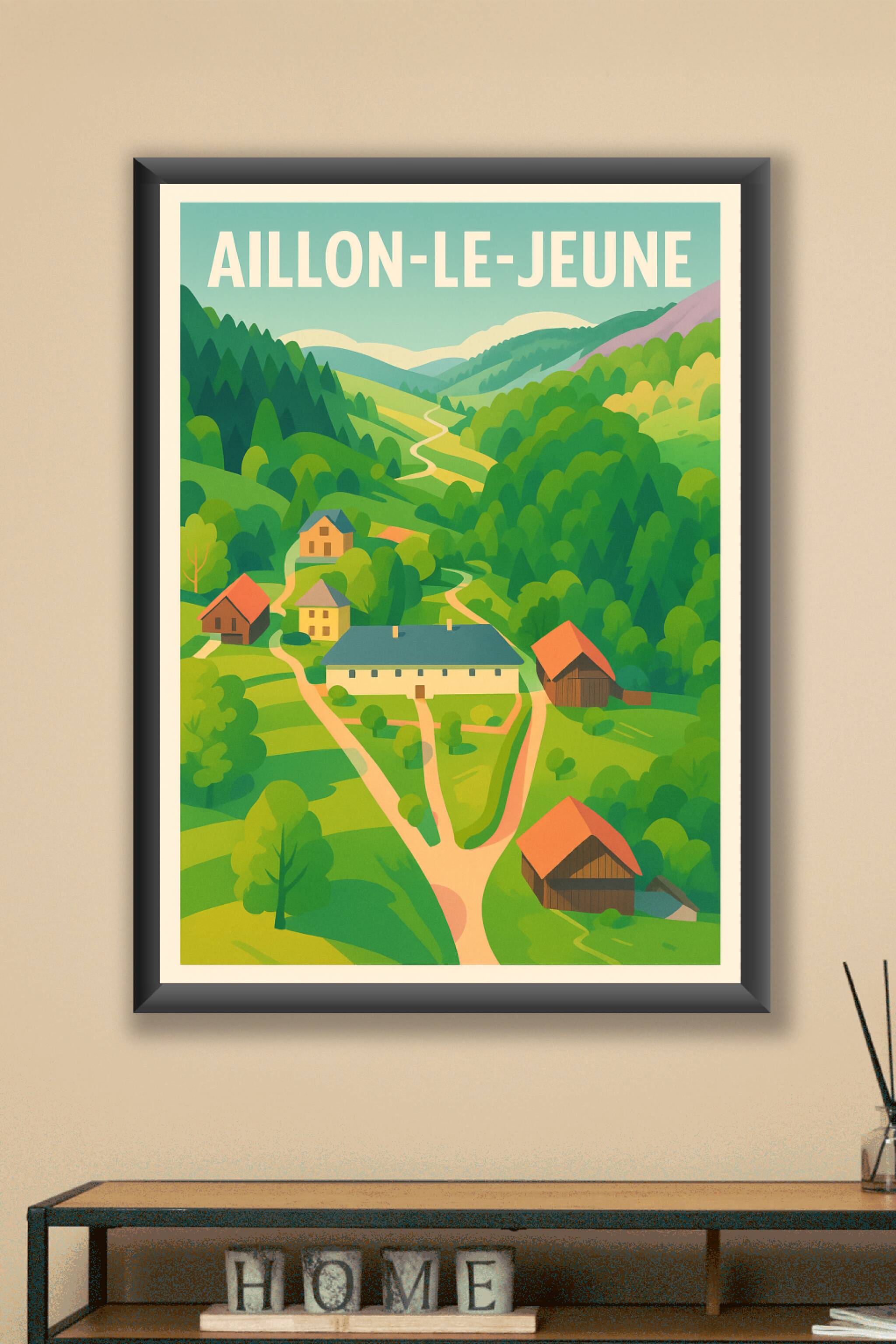 Affiche Aillon-le-Jeune — Un havre de nature préservée · poster d'art de Aillon-le-Jeune