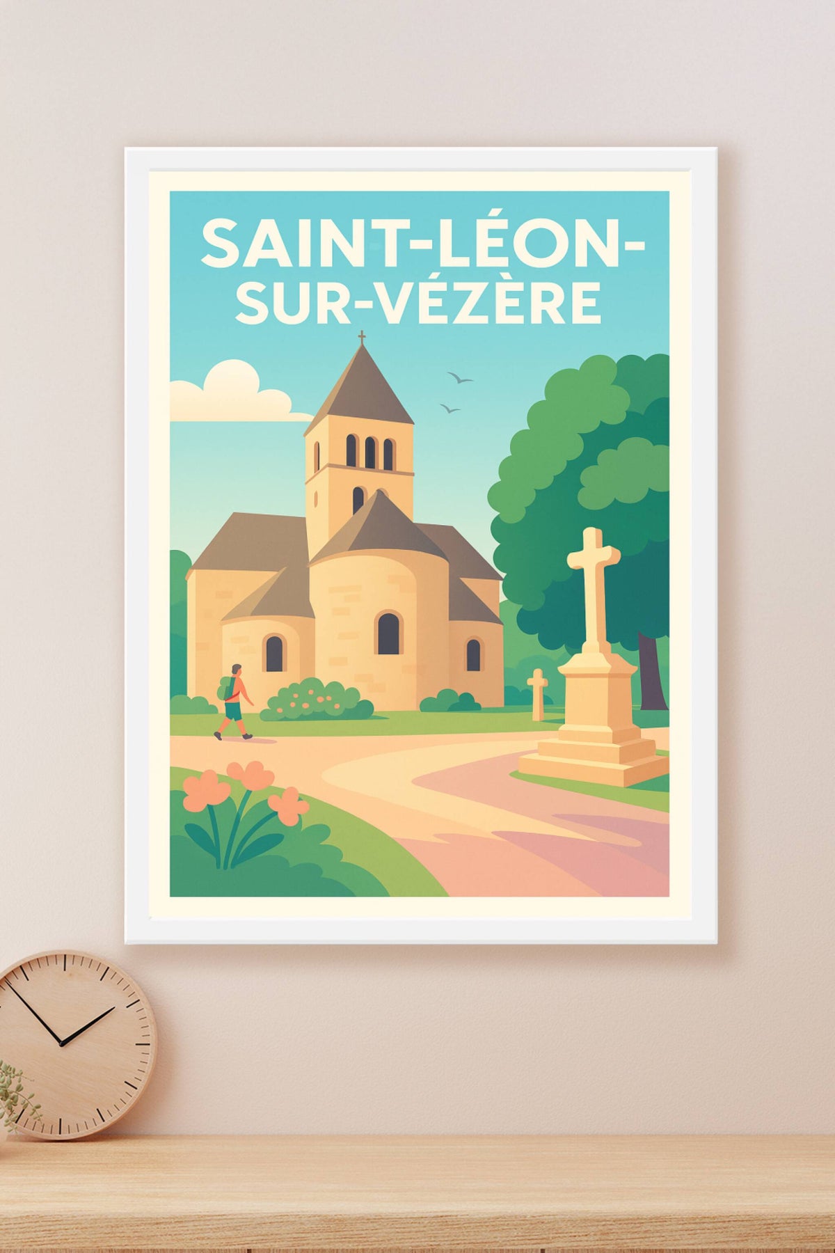 Affiche Saint-Léon-sur-Vézère — Charme et Sérénité en Périgord · poster d'art de Saint-Léon-sur-Vézère