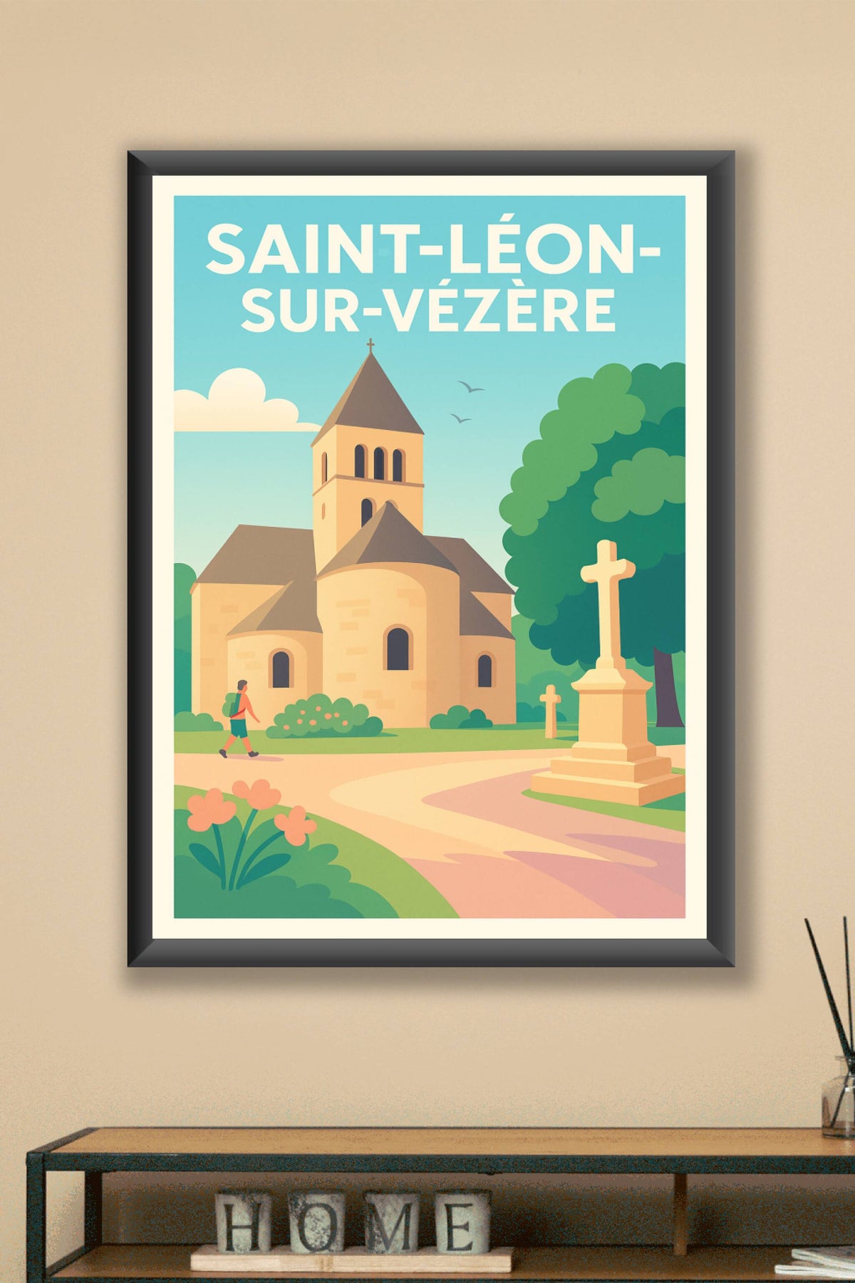 Affiche Saint-Léon-sur-Vézère — Charme et Sérénité en Périgord · poster d'art de Saint-Léon-sur-Vézère