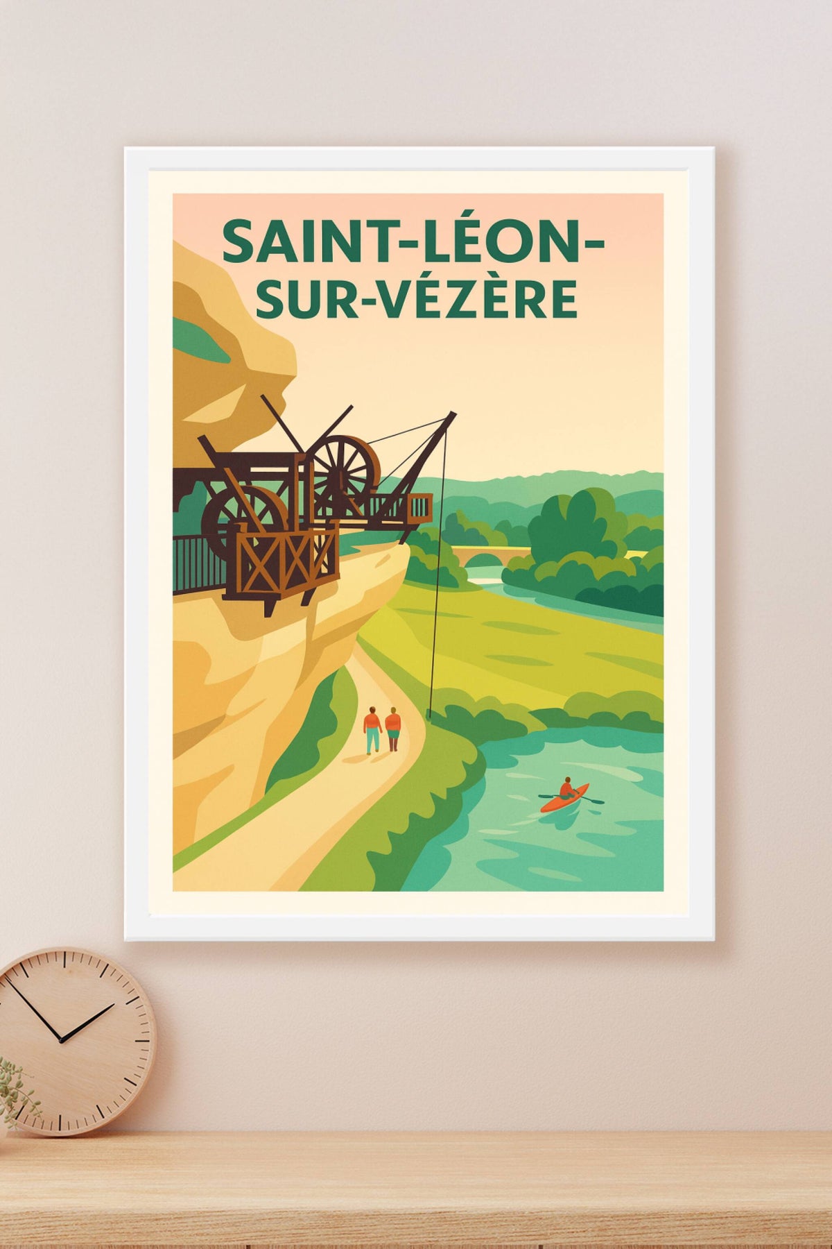Affiche Saint-Léon-sur-Vézère — Charme et Nature au Bord de la Vallée · poster d'art de Saint-Léon-sur-Vézère