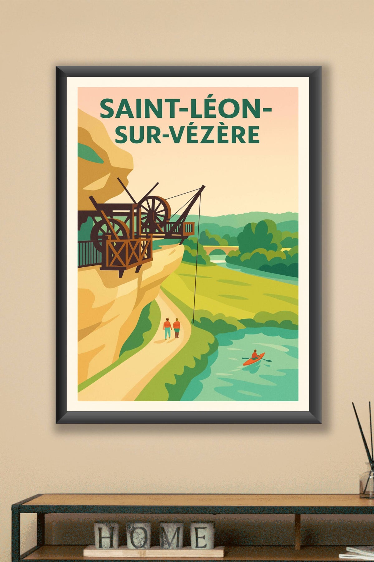 Affiche Saint-Léon-sur-Vézère — Charme et Nature au Bord de la Vallée · poster d'art de Saint-Léon-sur-Vézère
