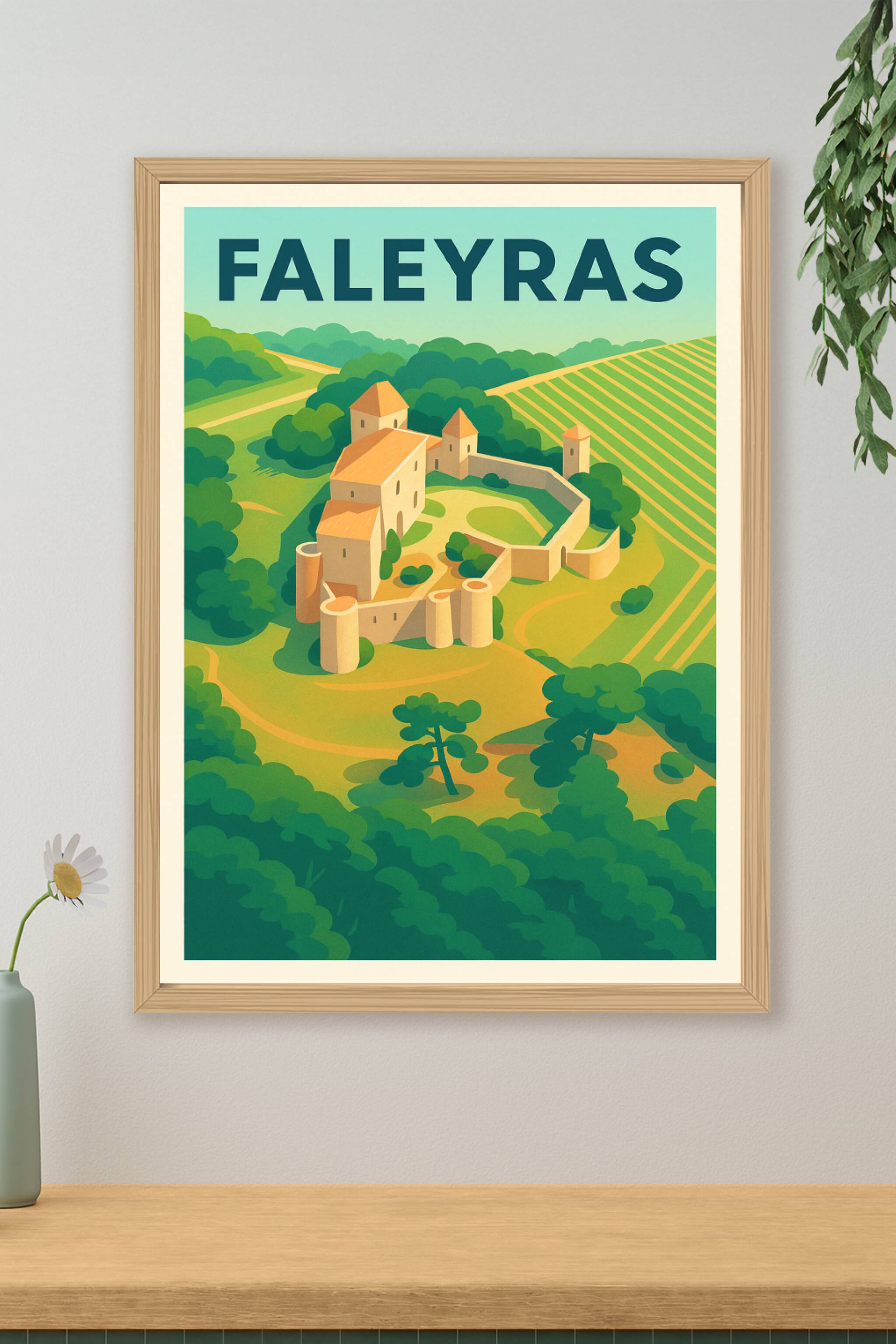 Affiche Faleyras — L'évasion médiévale au cœur des vignobles · poster d'art de Faleyras