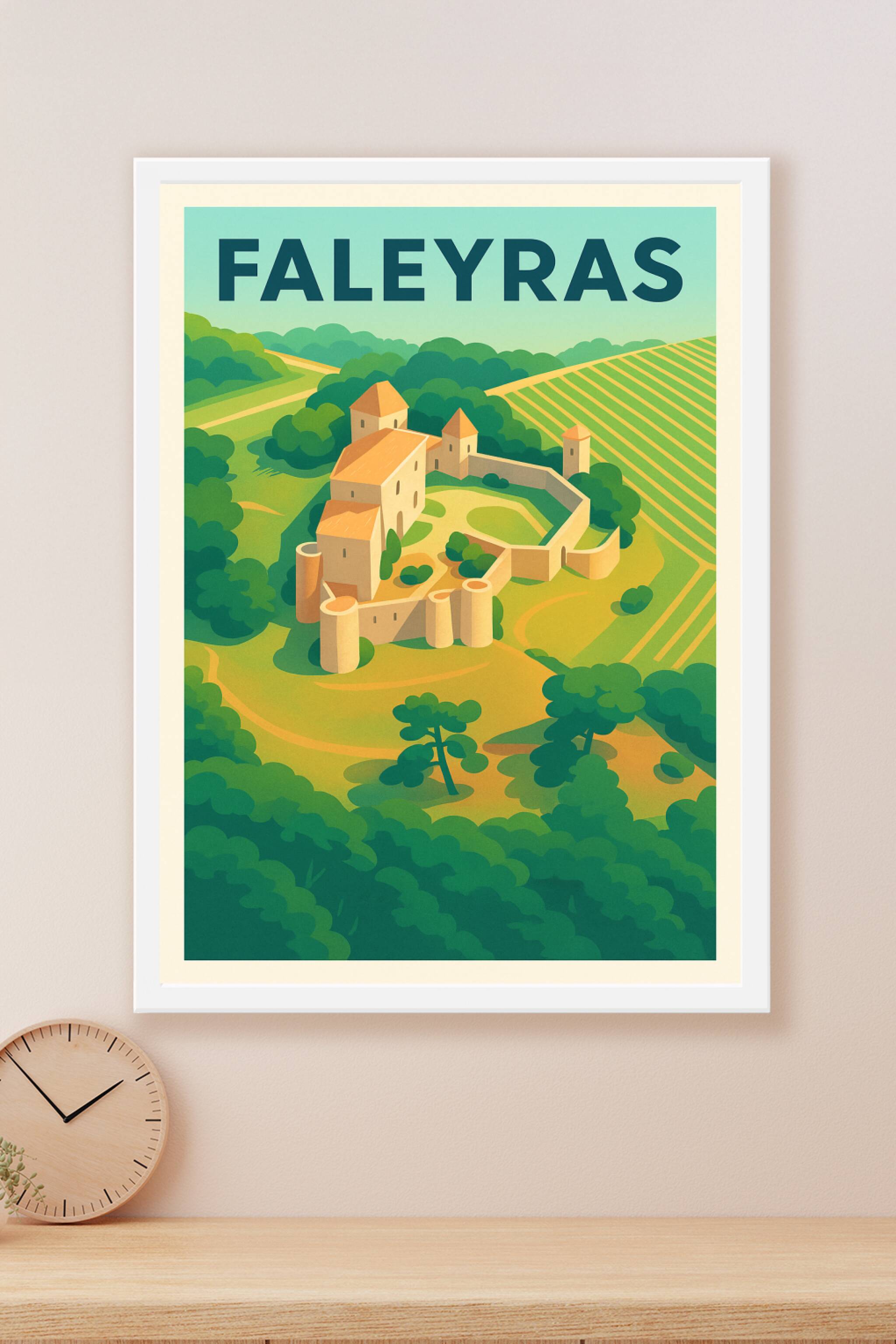 Affiche Faleyras — L'évasion médiévale au cœur des vignobles · poster d'art de Faleyras