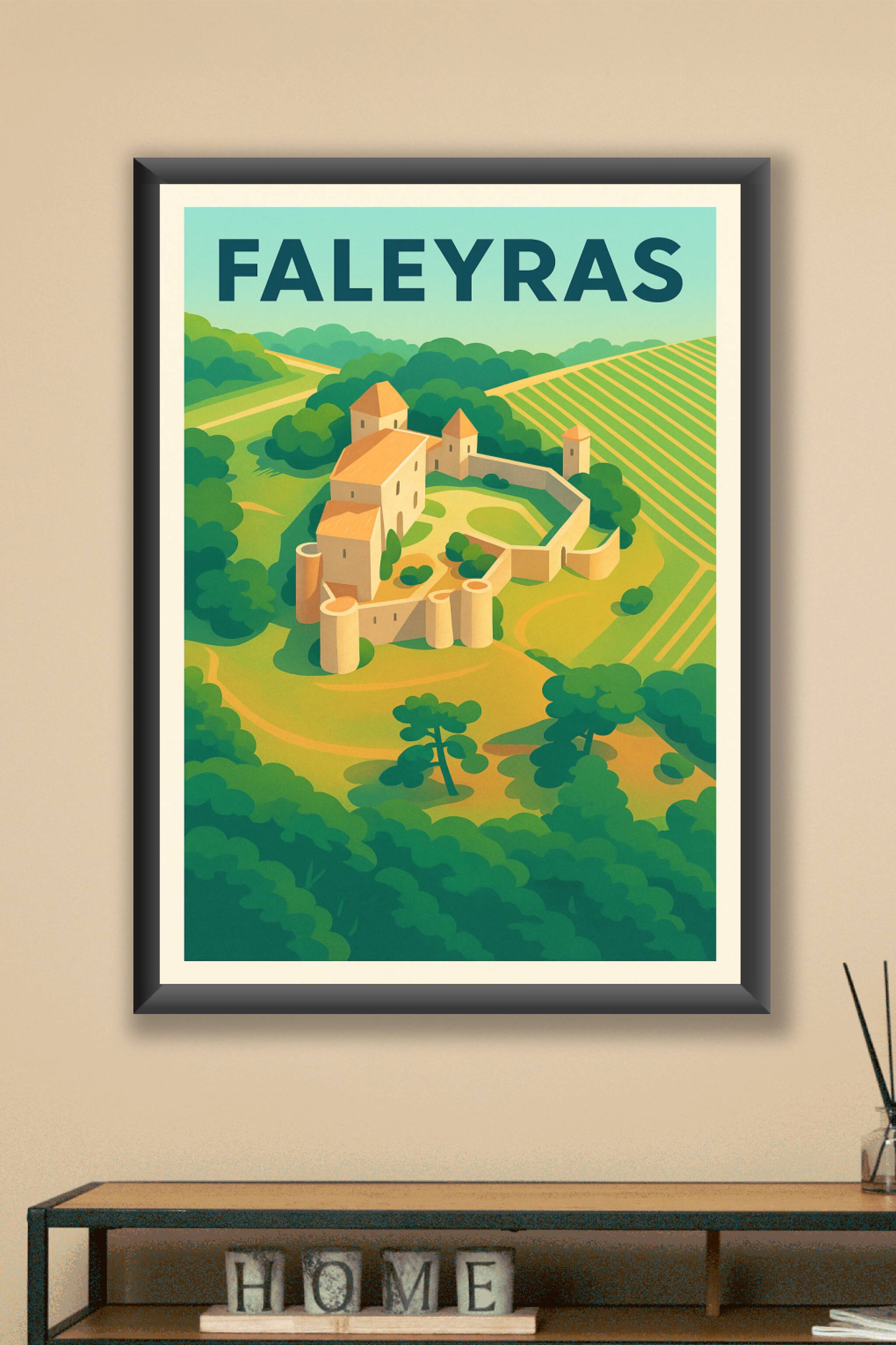 Affiche Faleyras — L'évasion médiévale au cœur des vignobles · poster d'art de Faleyras