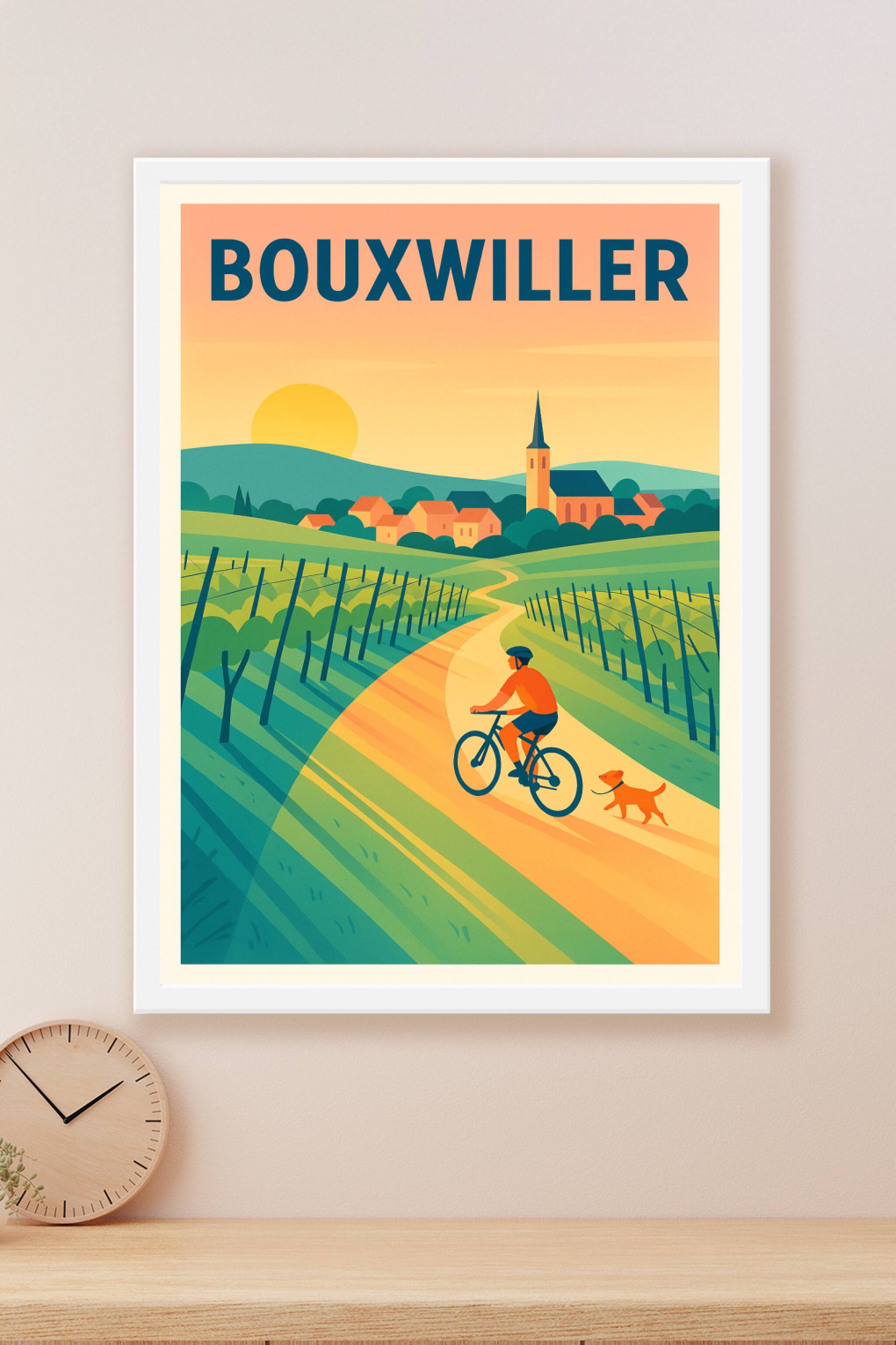 Affiche Bouxwiller — Promenade en pleine nature au coucher du soleil · poster d'art de Bouxwiller