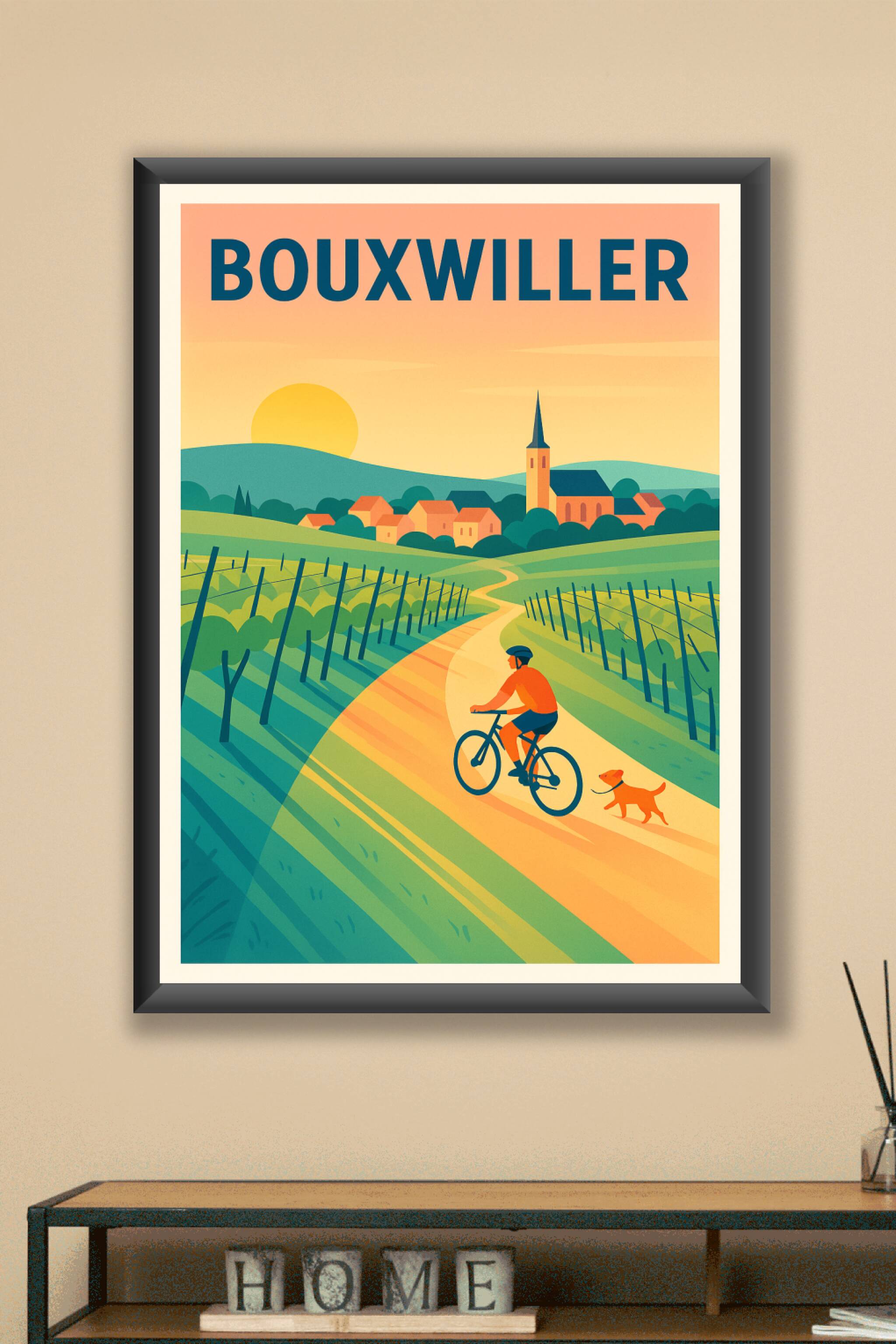Affiche Bouxwiller — Promenade en pleine nature au coucher du soleil · poster d'art de Bouxwiller