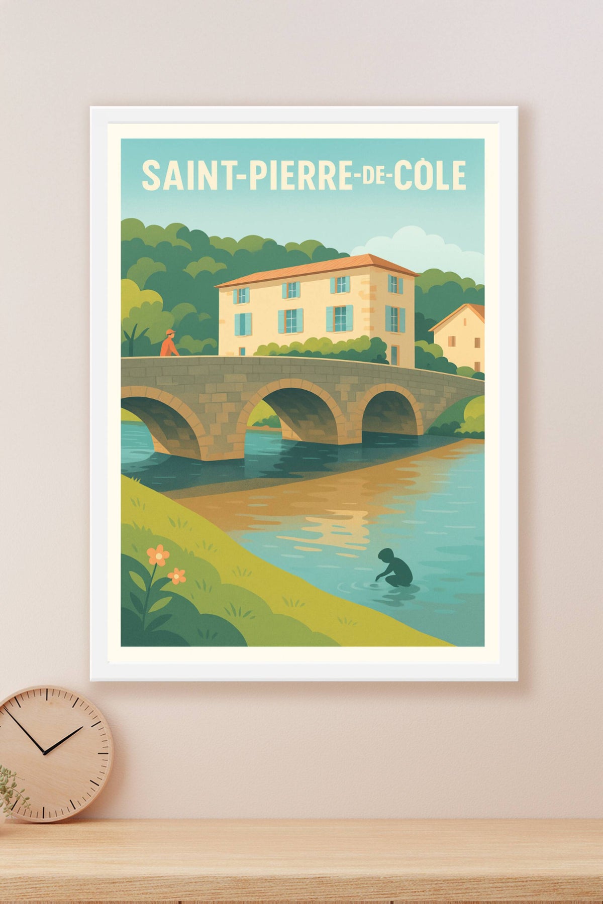 Affiche Saint-Pierre-de-Cole — Charme et sérénité au fil de l'eau · poster d'art de Saint-Pierre-de-Cole
