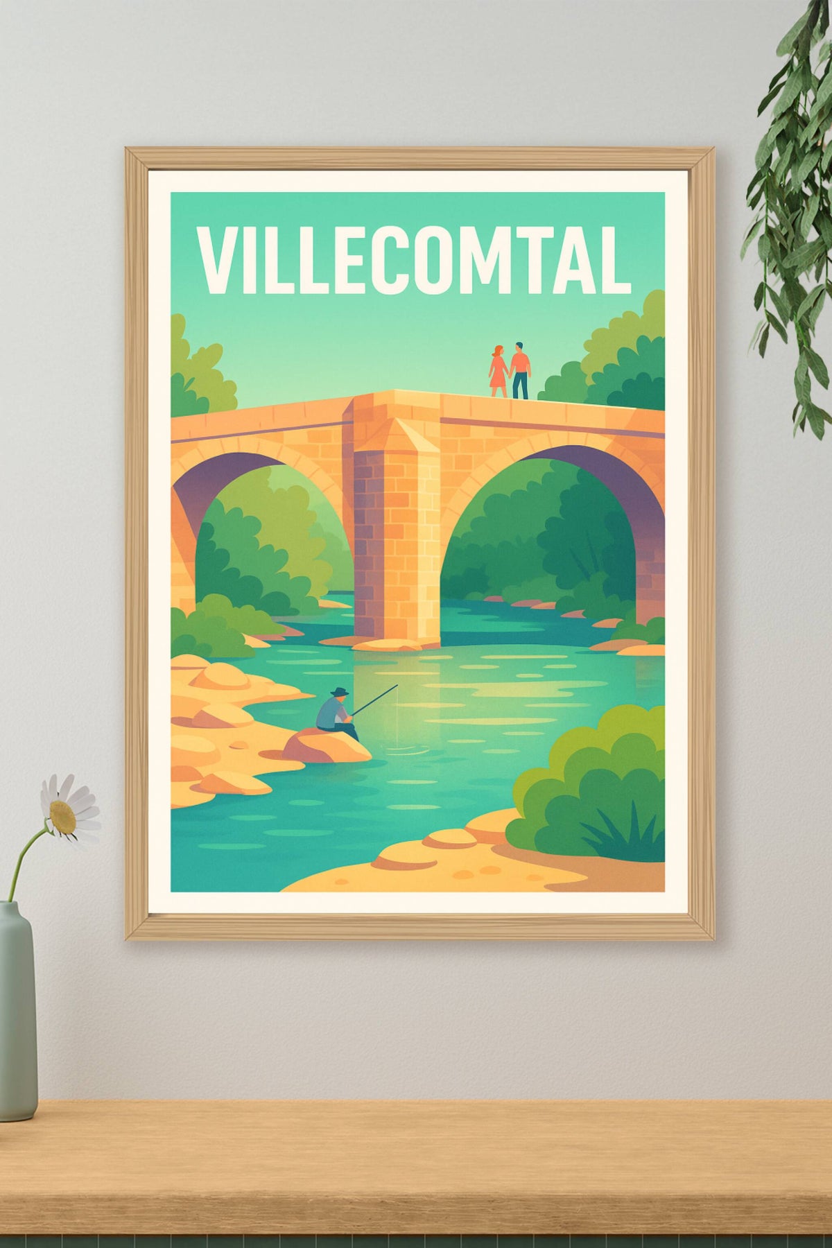Affiche Villecomtal — Tranquillité au fil de l'eau · poster d'art de Villecomtal