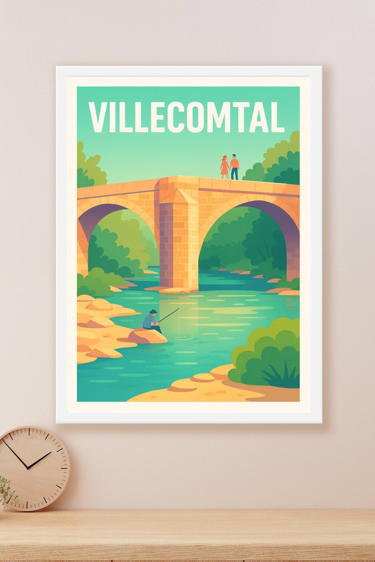 Affiche Villecomtal — Tranquillité au fil de l'eau · poster d'art de Villecomtal
