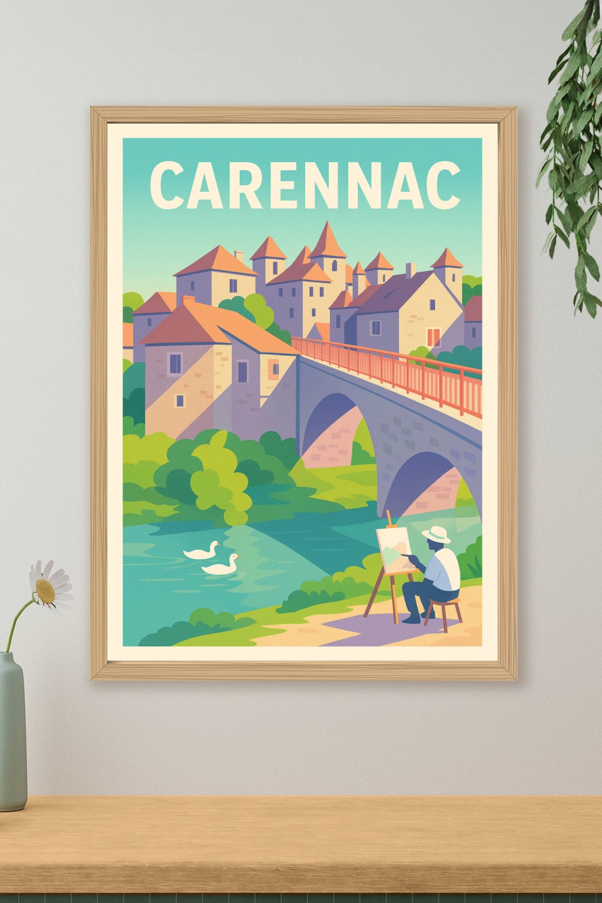 Affiche Carennac — Charme pittoresque en bord de rivière · poster d'art de Carennac