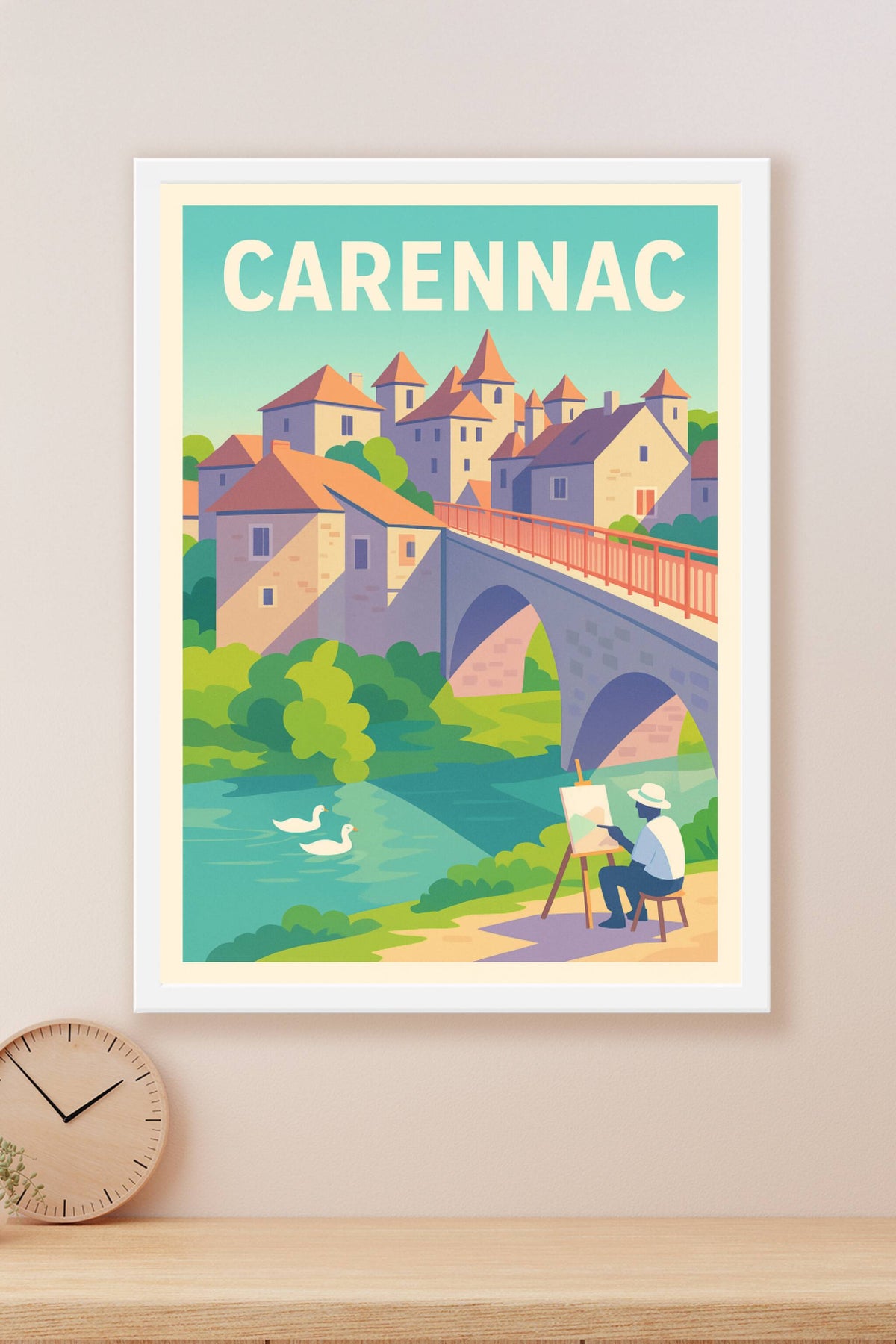 Affiche Carennac — Charme pittoresque en bord de rivière · poster d'art de Carennac