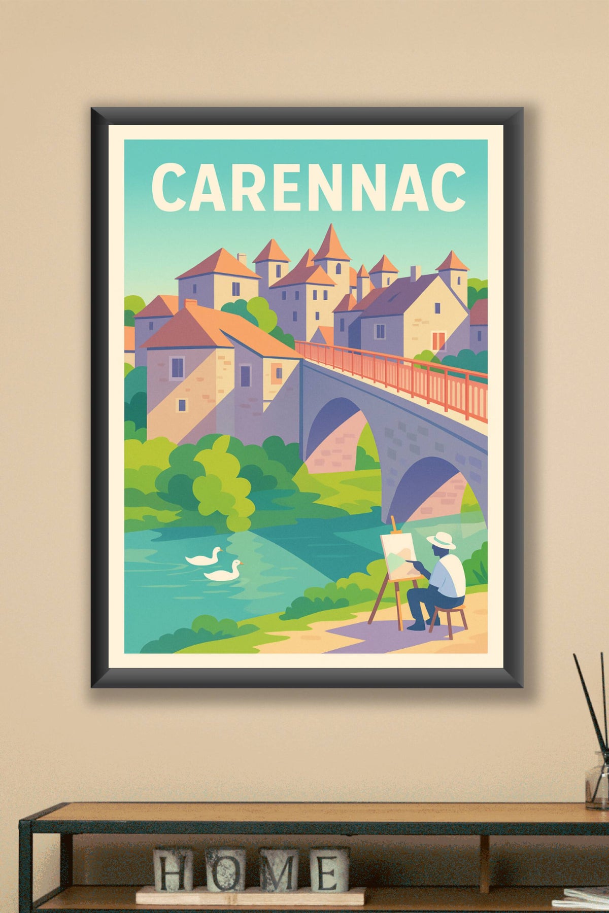 Affiche Carennac — Charme pittoresque en bord de rivière · poster d'art de Carennac