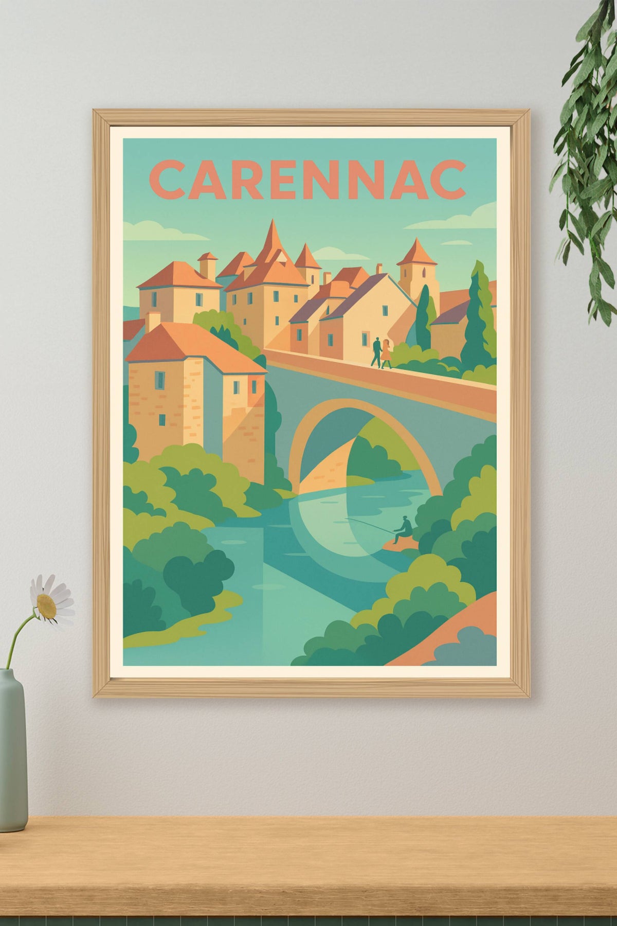 Affiche Carençac — Charme médiéval et sérénité au bord de l'eau · poster d'art de Carençac