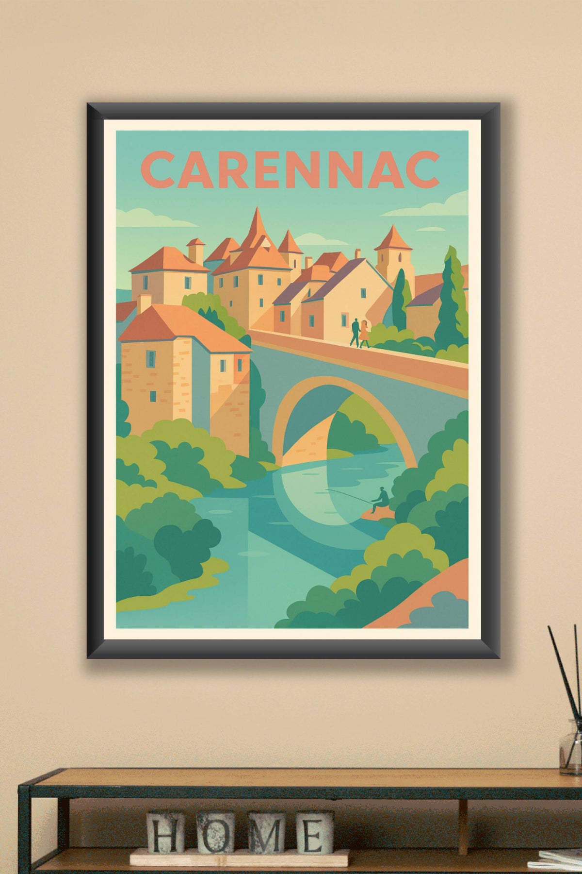 Affiche Carençac — Charme médiéval et sérénité au bord de l'eau · poster d'art de Carençac