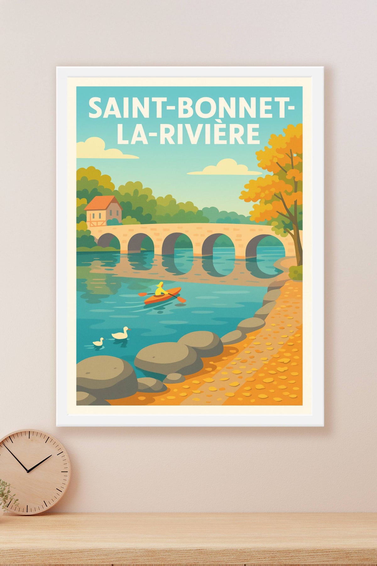 Affiche Saint-Bonnet-la-Rivière — Sérénité au fil de l'eau · poster d'art de Saint-Bonnet-la-Rivière