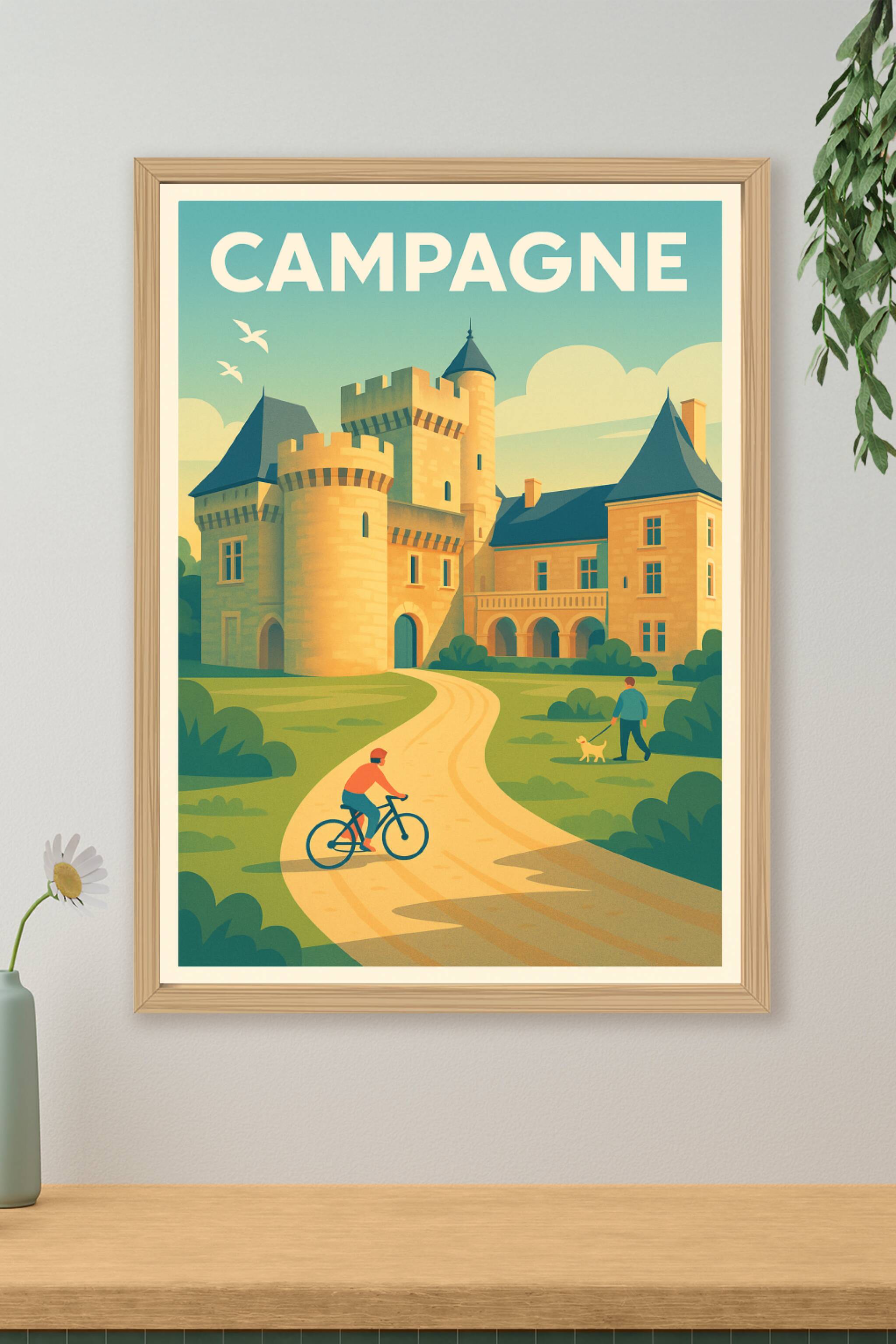 Affiche de Campagne - Échappée bucolique au château