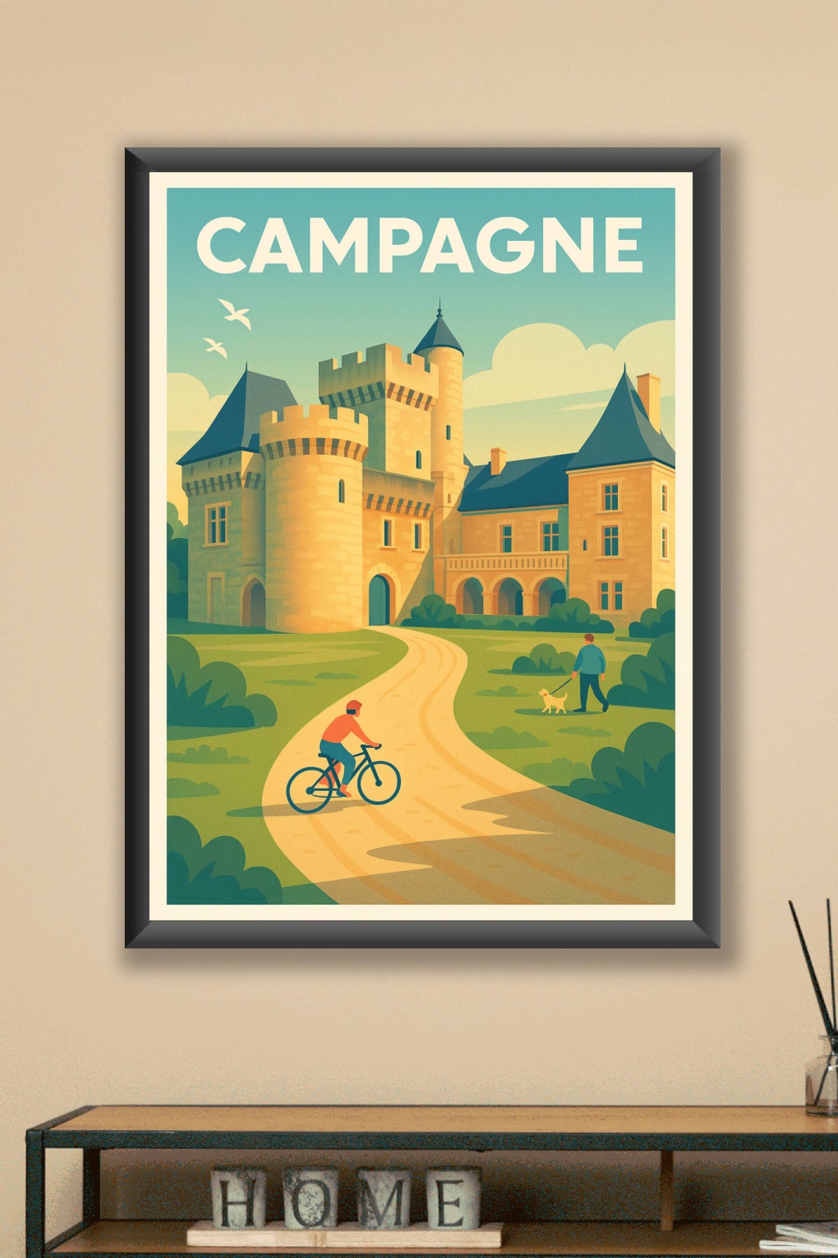 Affiche Campagne — Échappée bucolique au château · poster d'art de Campagne