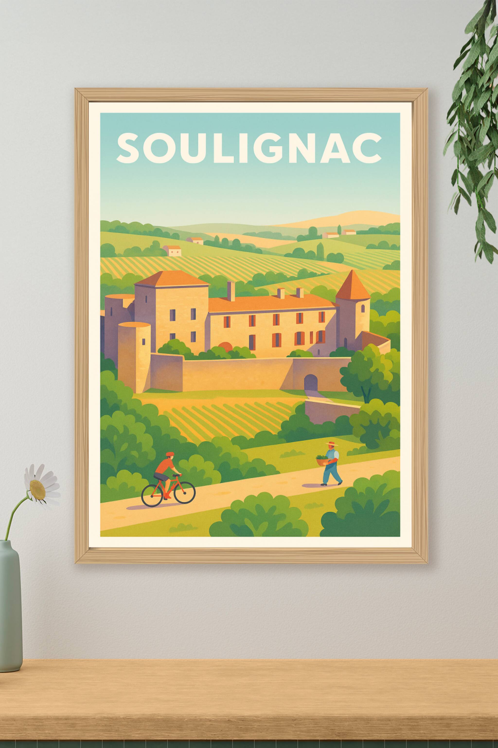 Affiche Soulignac — L'authenticité au cœur des vignobles · poster d'art de Soulignac