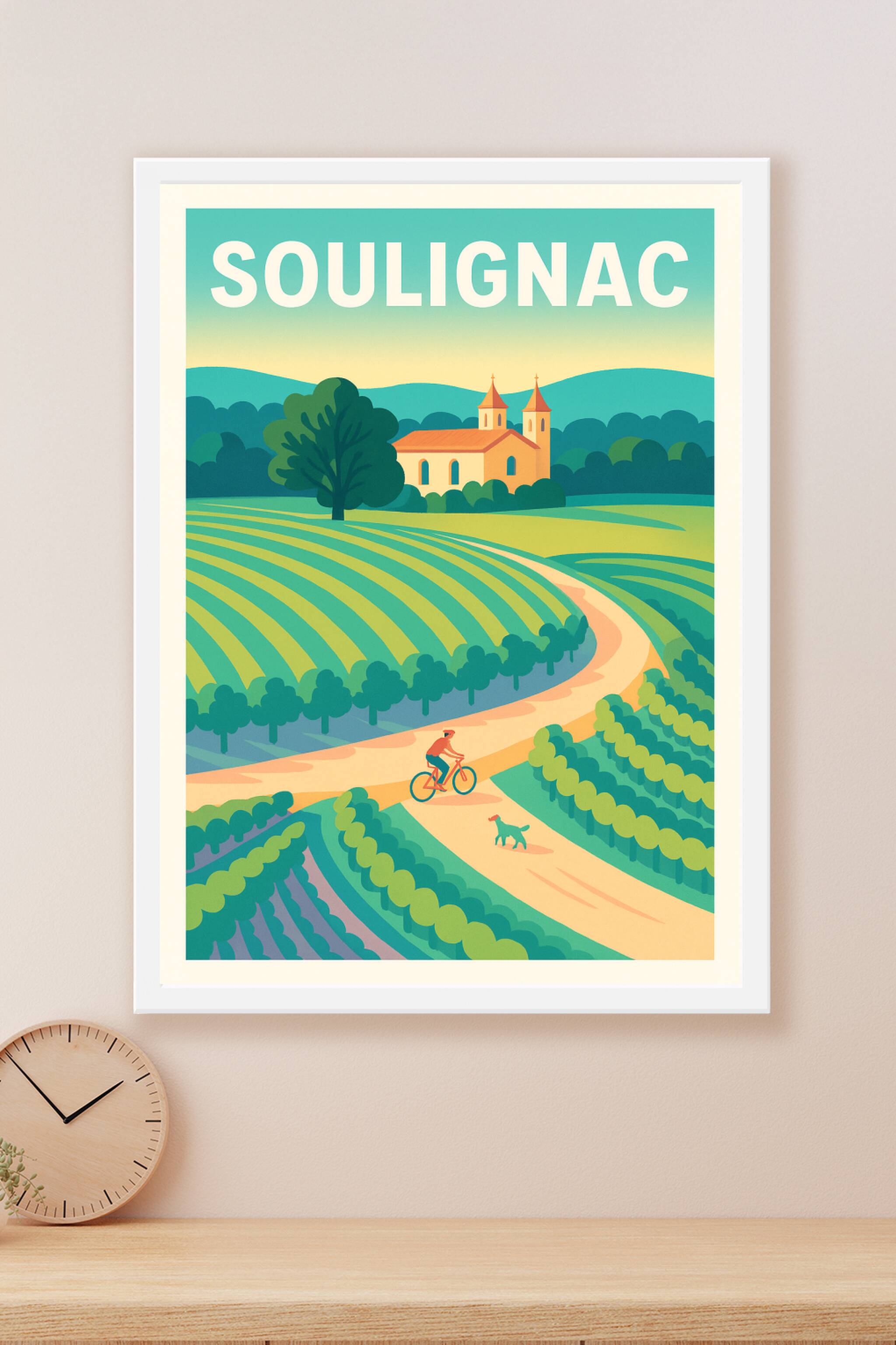 Affiche Soulignac — Pédalades bucoliques au cœur des vignes · poster d'art de Soulignac