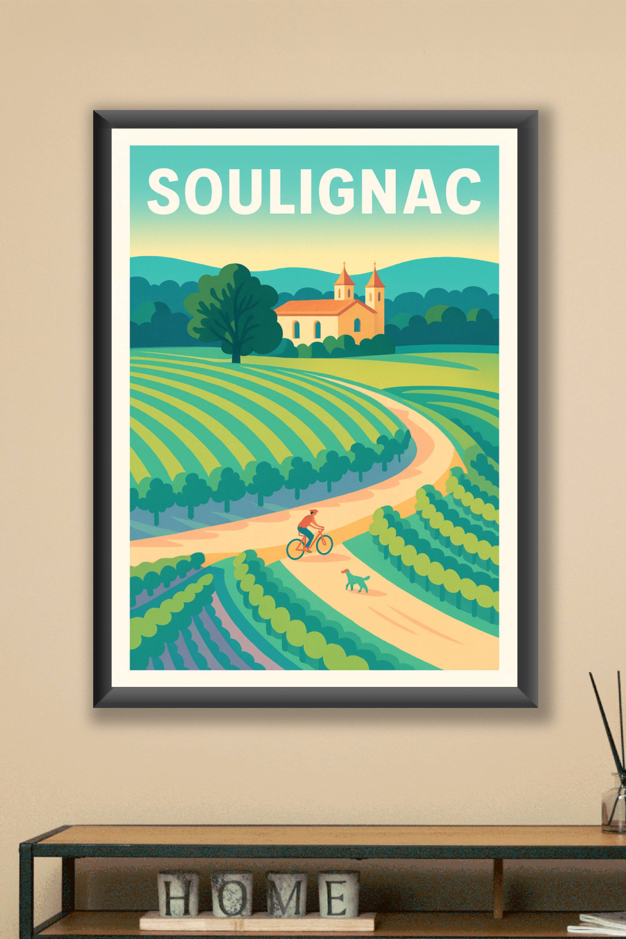 Affiche Soulignac — Pédalades bucoliques au cœur des vignes · poster d'art de Soulignac