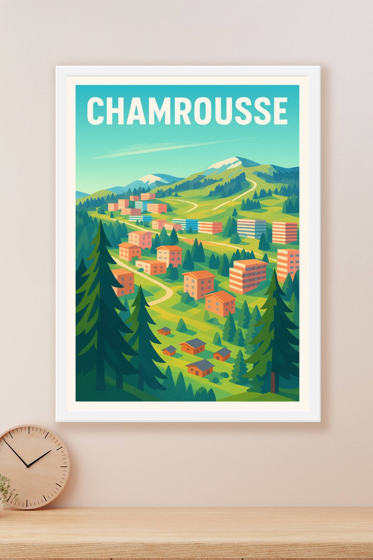 Affiche Chamrousse — L'évasion alpine colorée · poster d'art de Chamrousse
