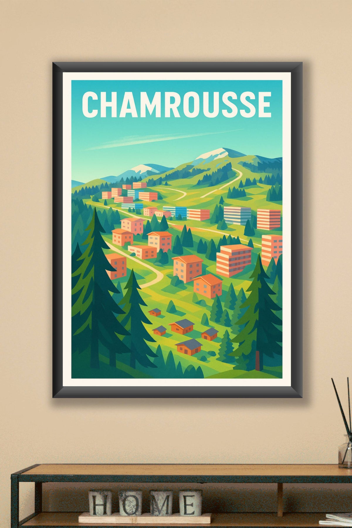 Affiche Chamrousse — L'évasion alpine colorée · poster d'art de Chamrousse