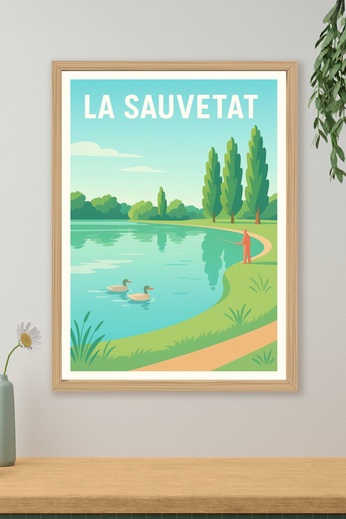 Affiche La Sauvetat — Sérénité au bord de l'eau · poster d'art de La Sauvetat