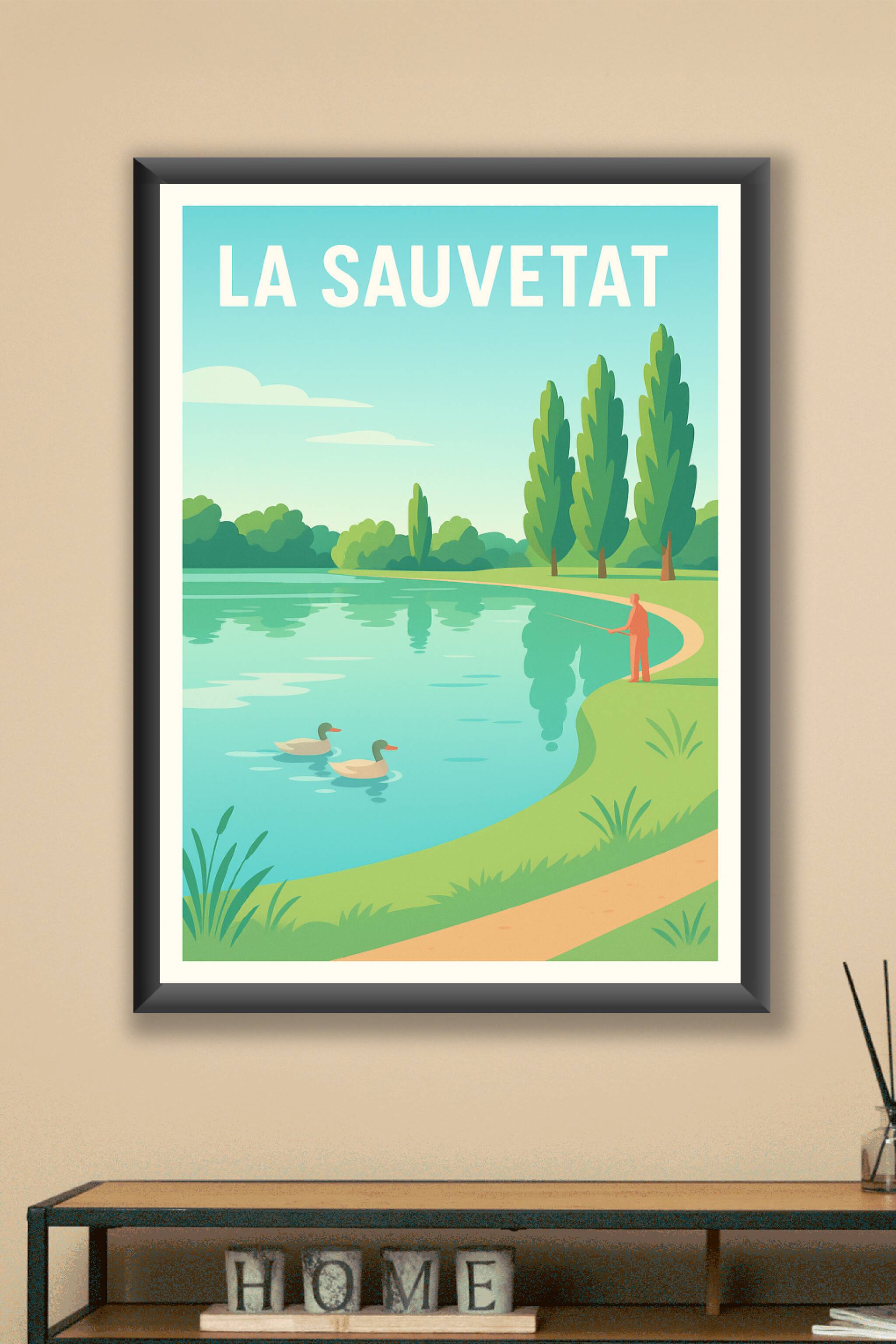 Affiche La Sauvetat — Sérénité au bord de l'eau · poster d'art de La Sauvetat
